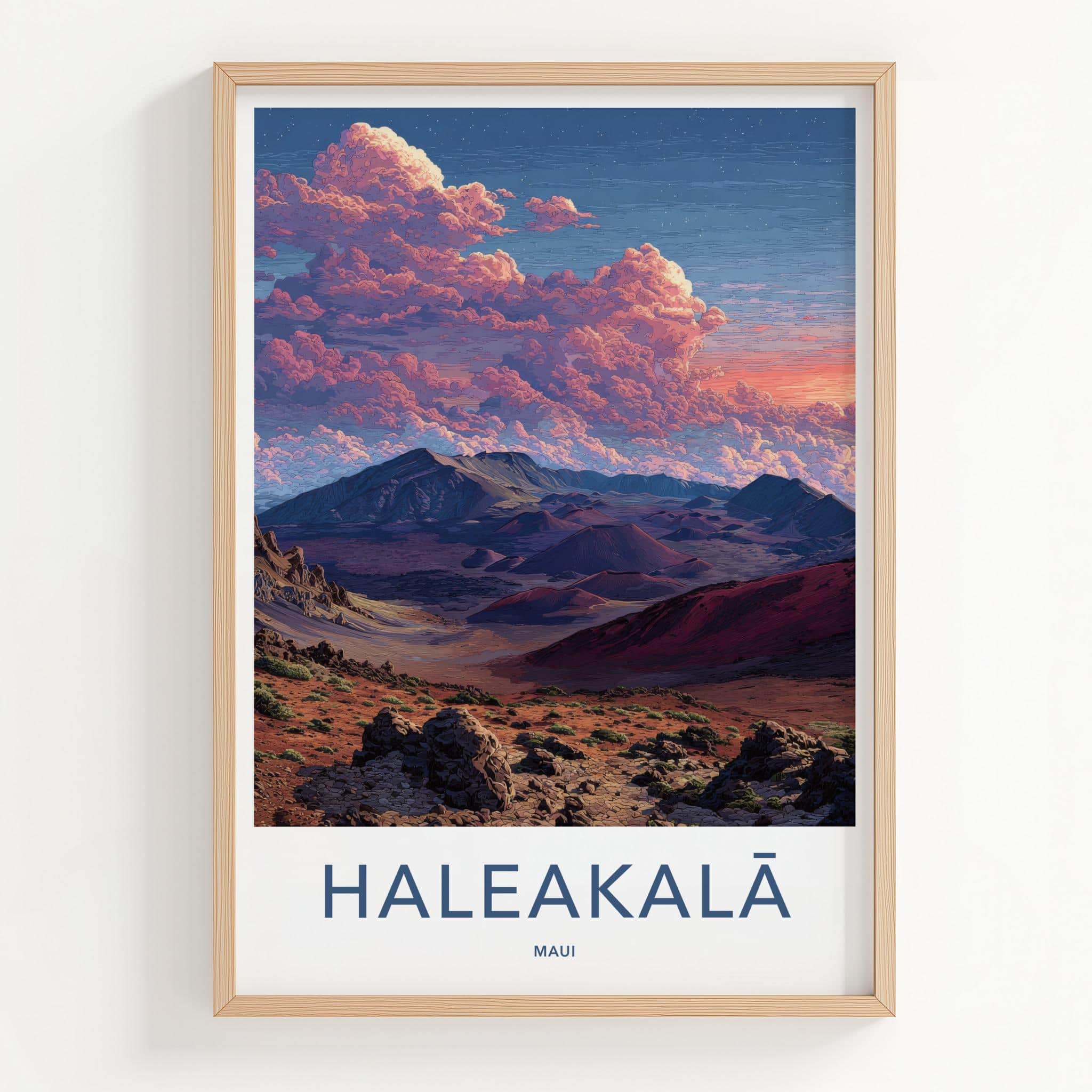 Haleakala Poster - Hawaii Wall Art - Sunset Cloudscape Craters Home Decor