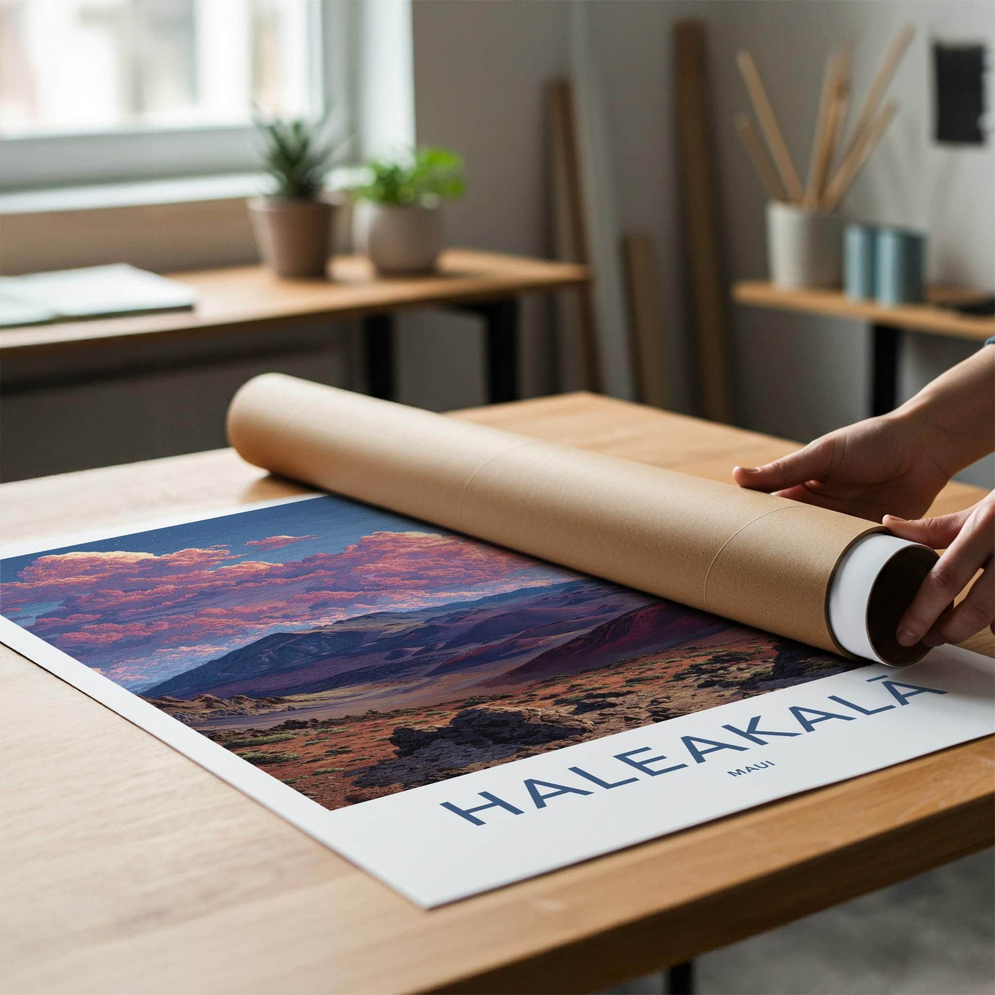 Haleakala Poster - Hawaii Wall Art - Sunset Cloudscape Craters Home Decor