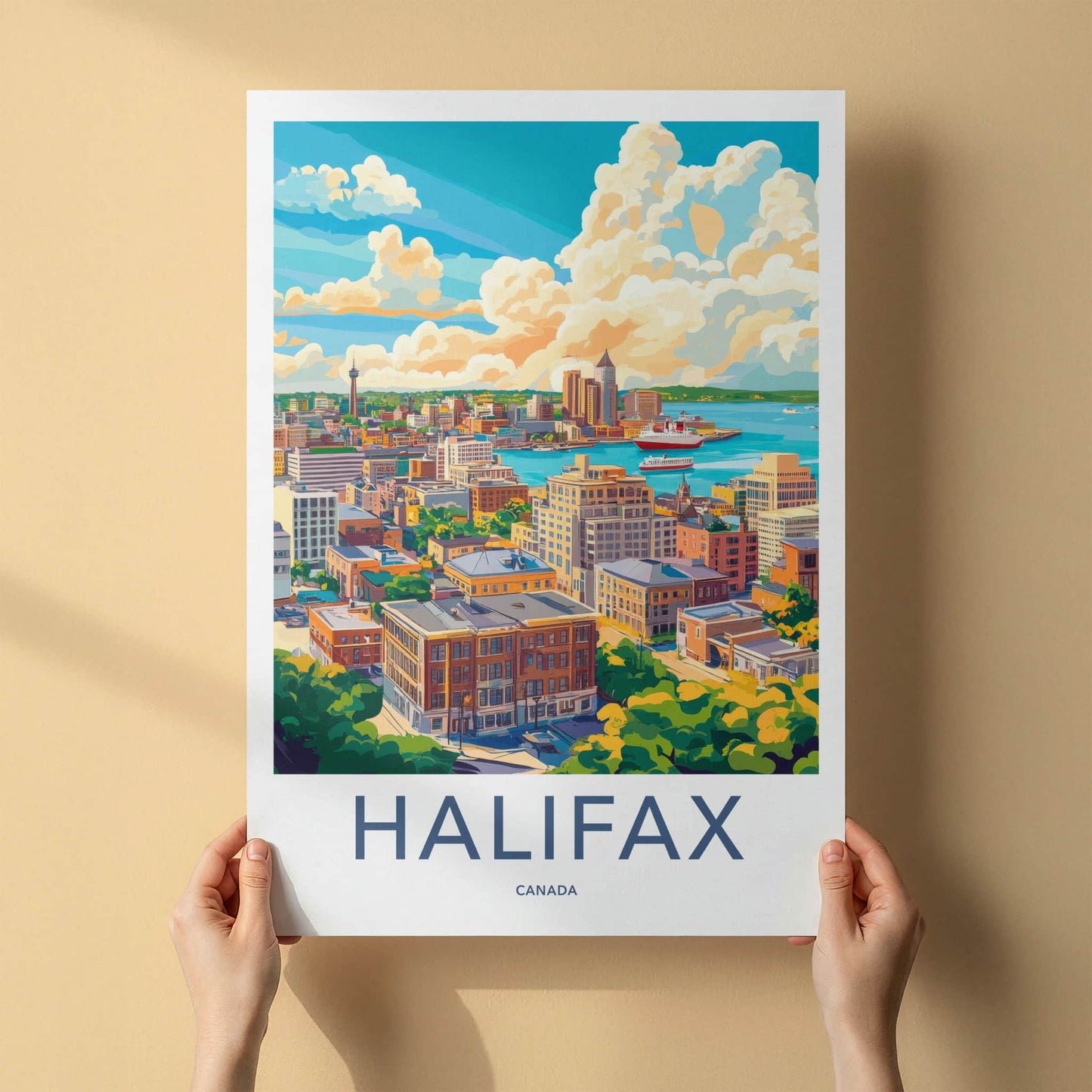Halifax Poster - Canada Framed Print - Vibrant Coastal Cityscape Framed Decor