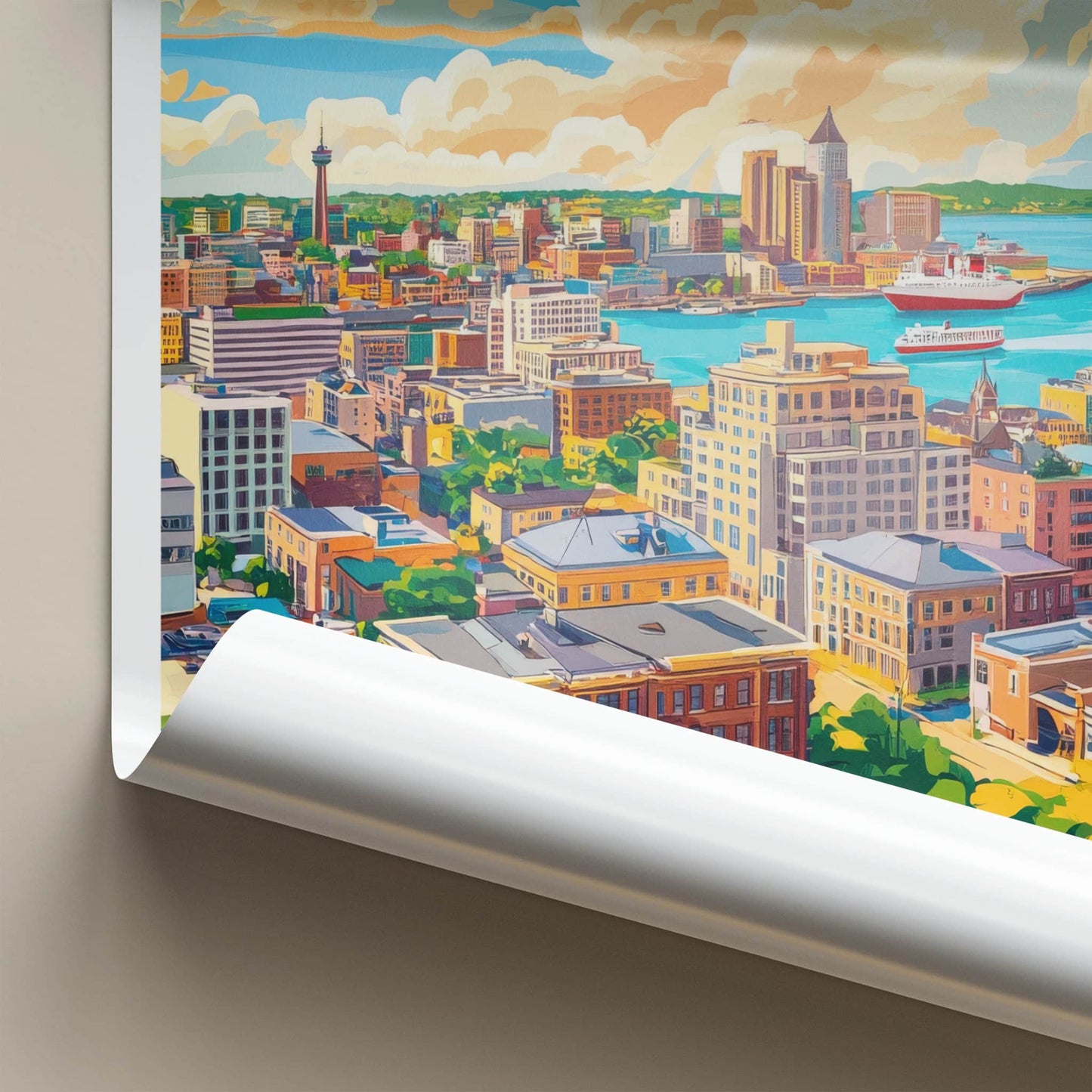 Halifax Poster - Canada Framed Print - Vibrant Coastal Cityscape Framed Decor