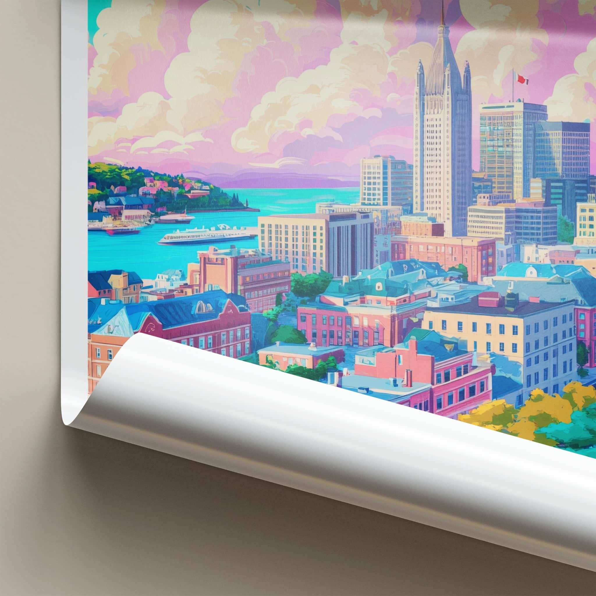 Halifax Poster - Canada Travel Art - Colorful Cityscape View Home Decor