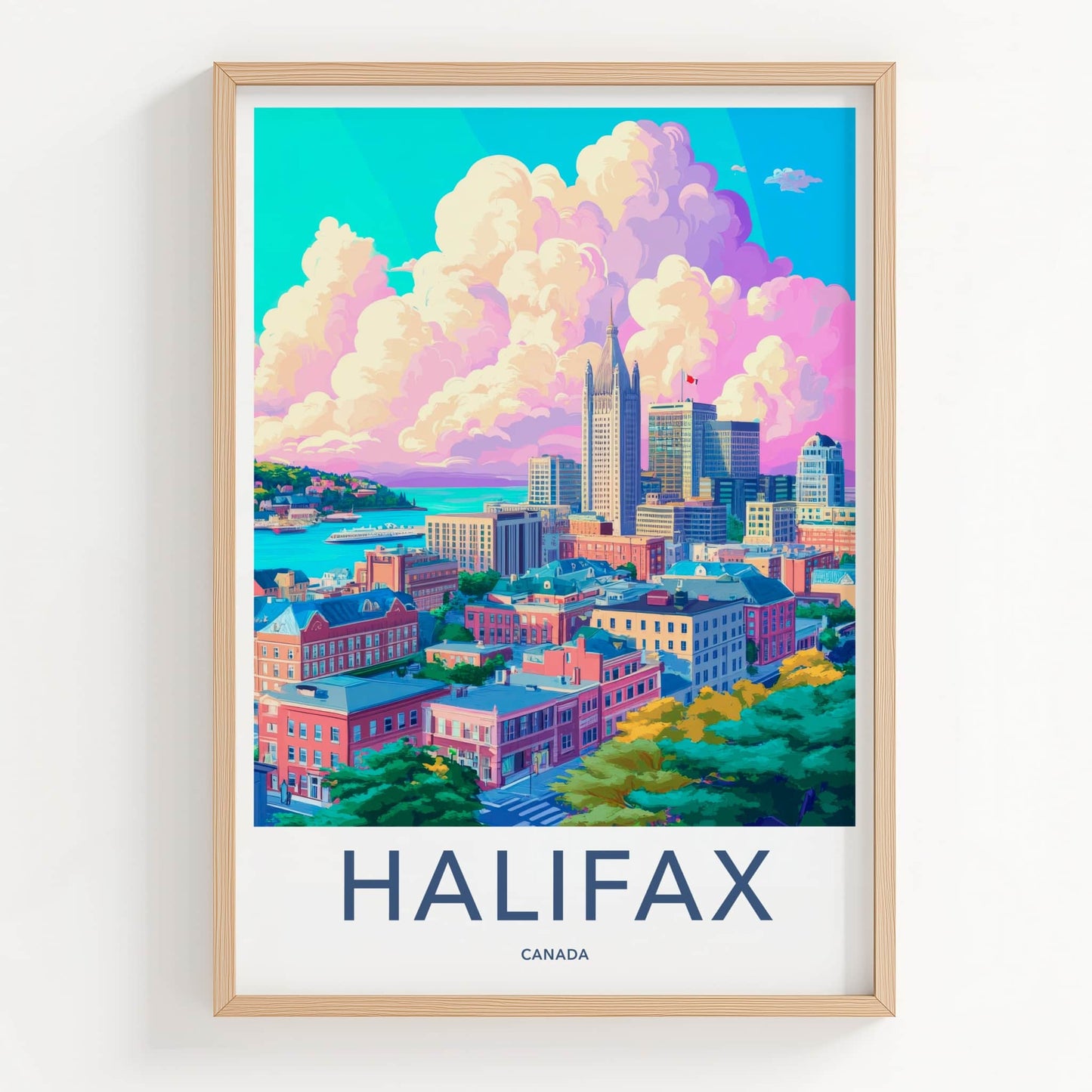 Halifax Poster - Canada Travel Art - Colorful Cityscape View Home Decor