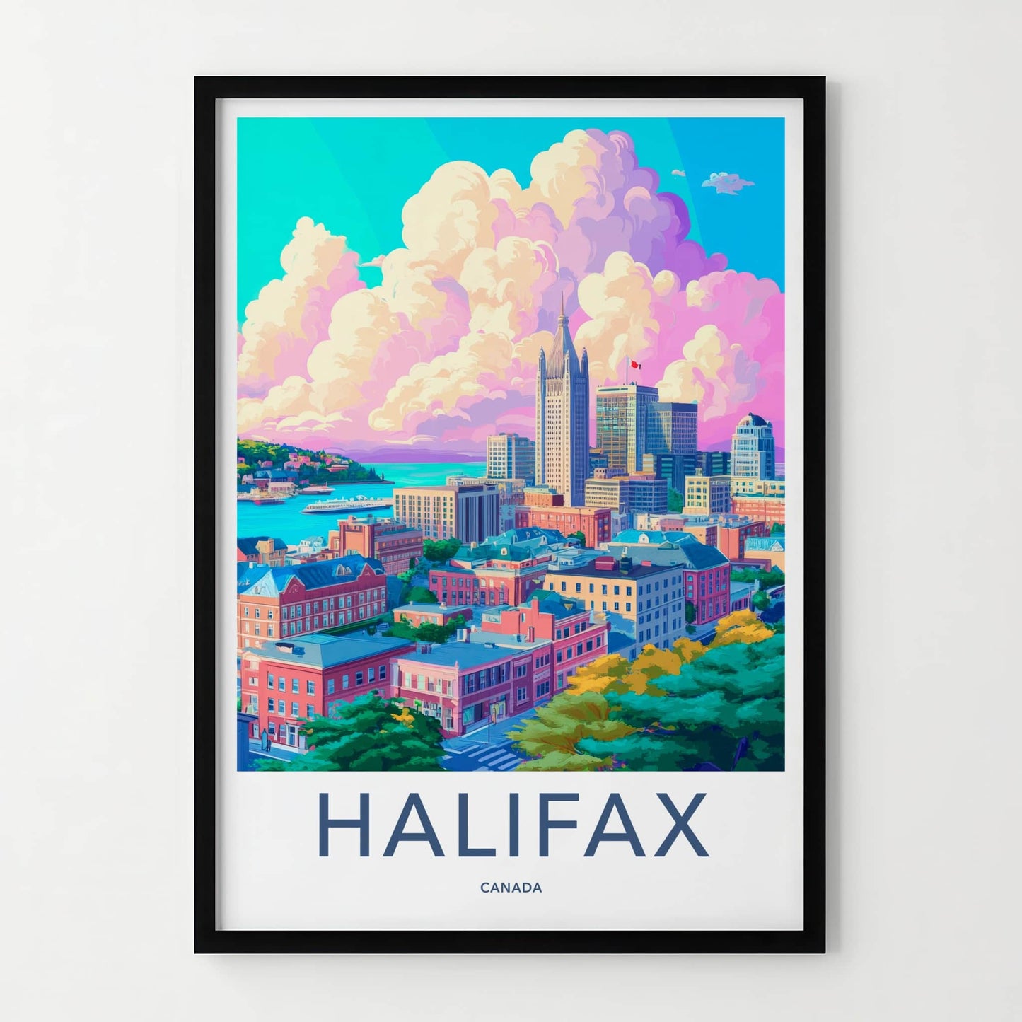 Halifax Poster - Canada Travel Art - Colorful Cityscape View Home Decor
