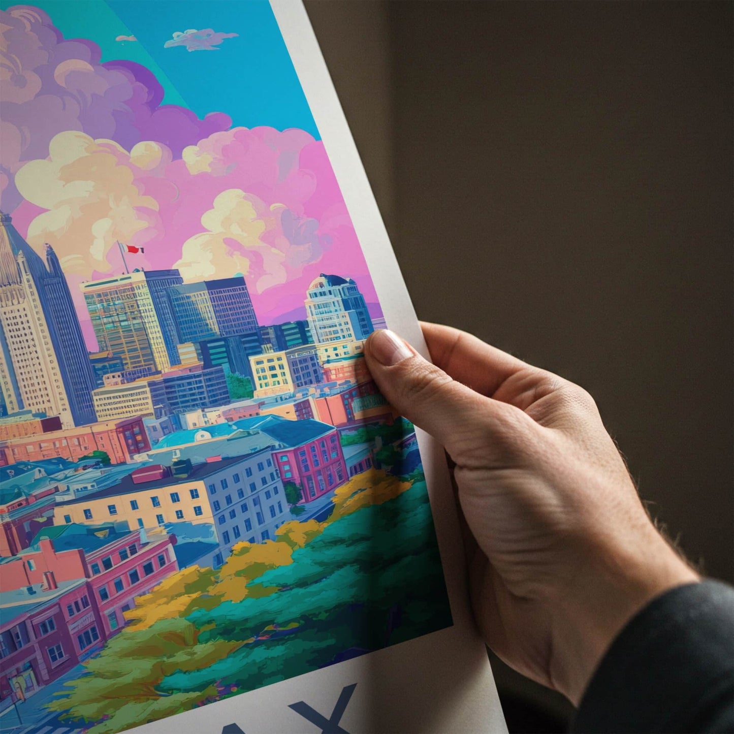 Halifax Poster - Canada Travel Art - Colorful Cityscape View Home Decor