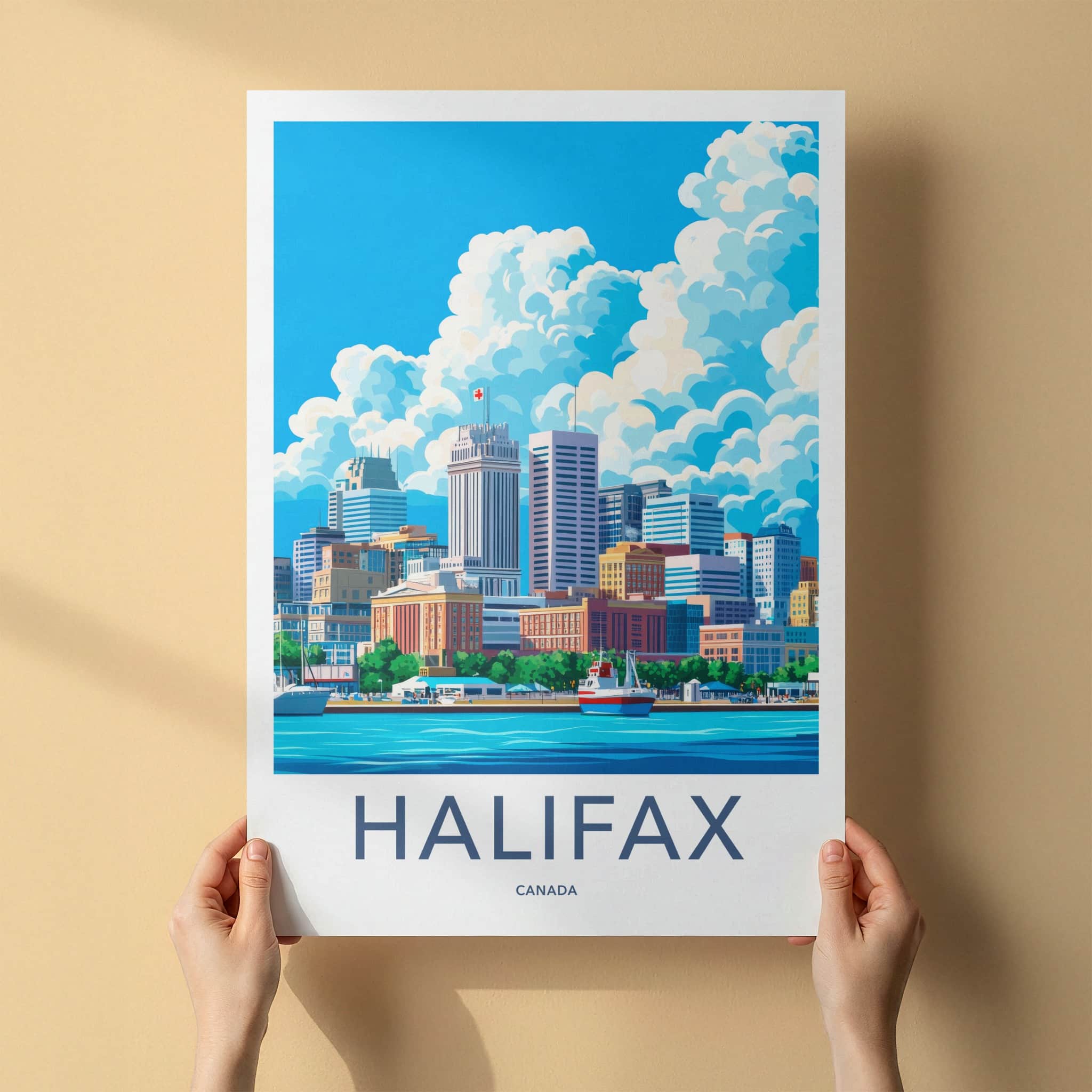 Halifax Poster - Canada Travel Art - Vibrant Harbor Skyline Home Decor