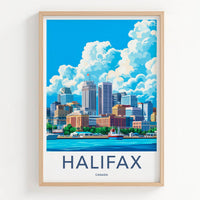 Halifax Poster - Canada Travel Art - Vibrant Harbor Skyline Home Decor