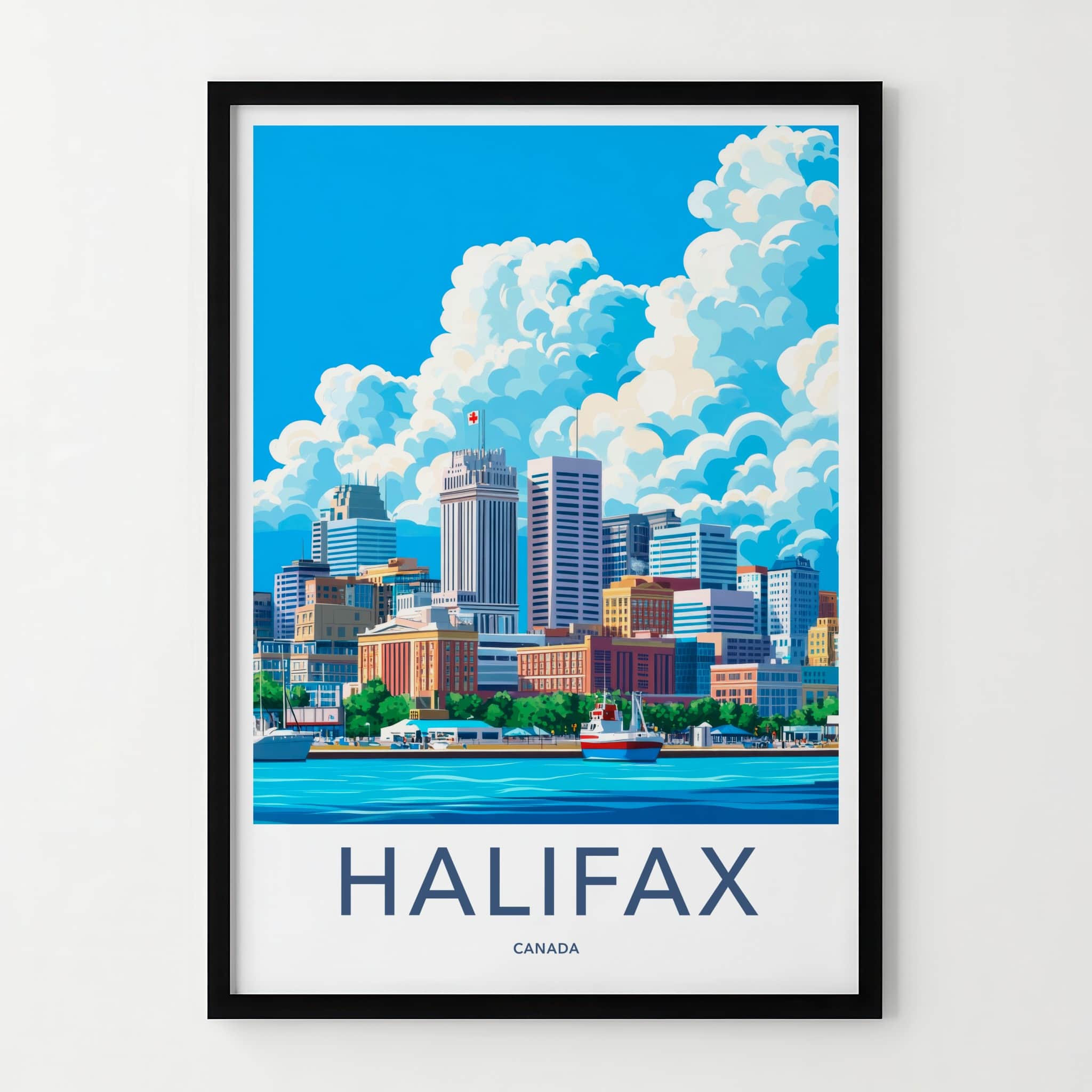 Halifax Poster - Canada Travel Art - Vibrant Harbor Skyline Home Decor
