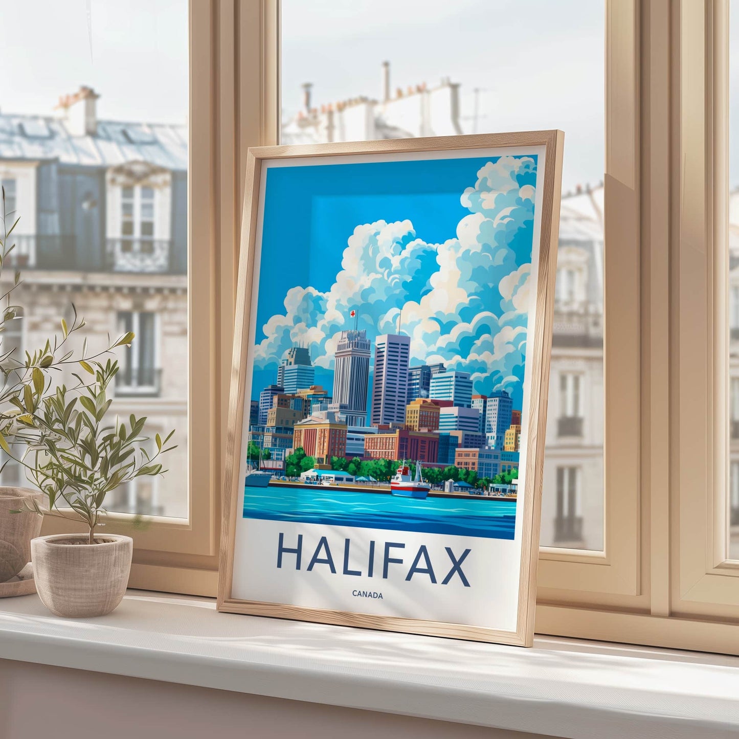Halifax Poster - Canada Travel Art - Vibrant Harbor Skyline Home Decor