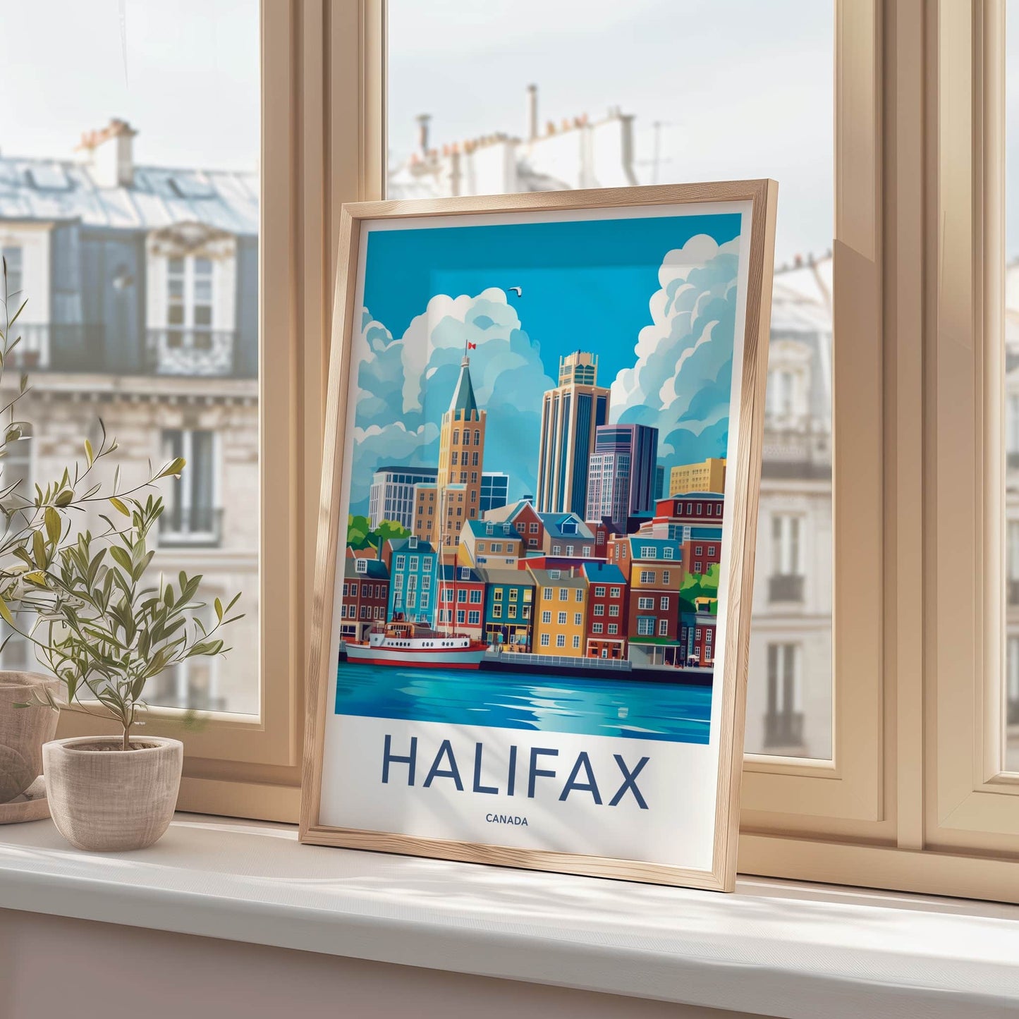 Halifax Poster - Canada Travel Art - Vibrant Port Cityscape Home Decor