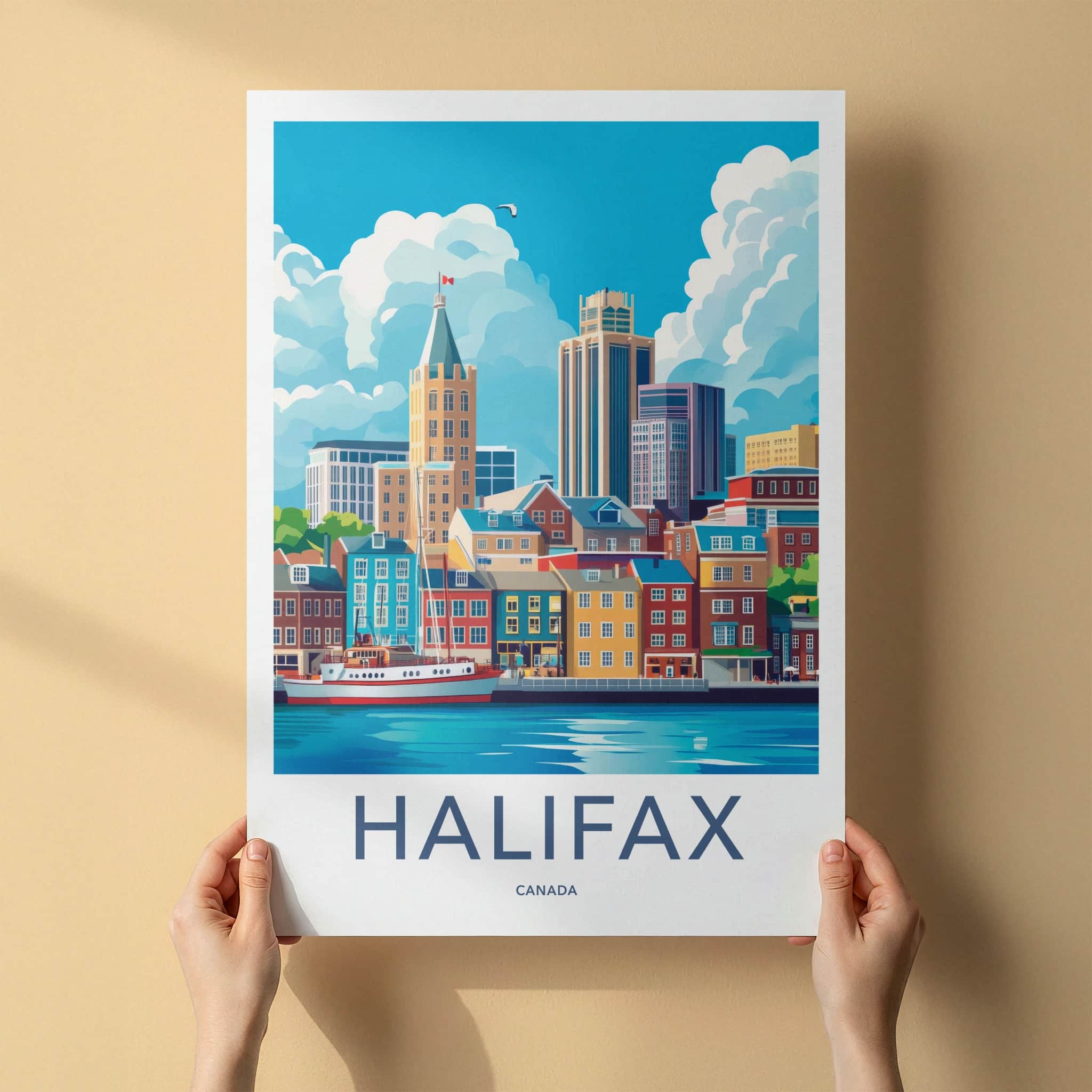 Halifax Poster - Canada Travel Art - Vibrant Port Cityscape Home Decor