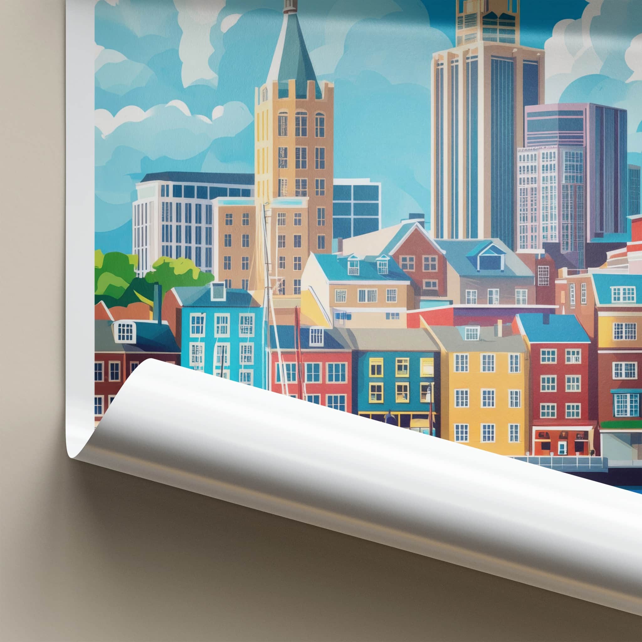 Halifax Poster - Canada Travel Art - Vibrant Port Cityscape Home Decor