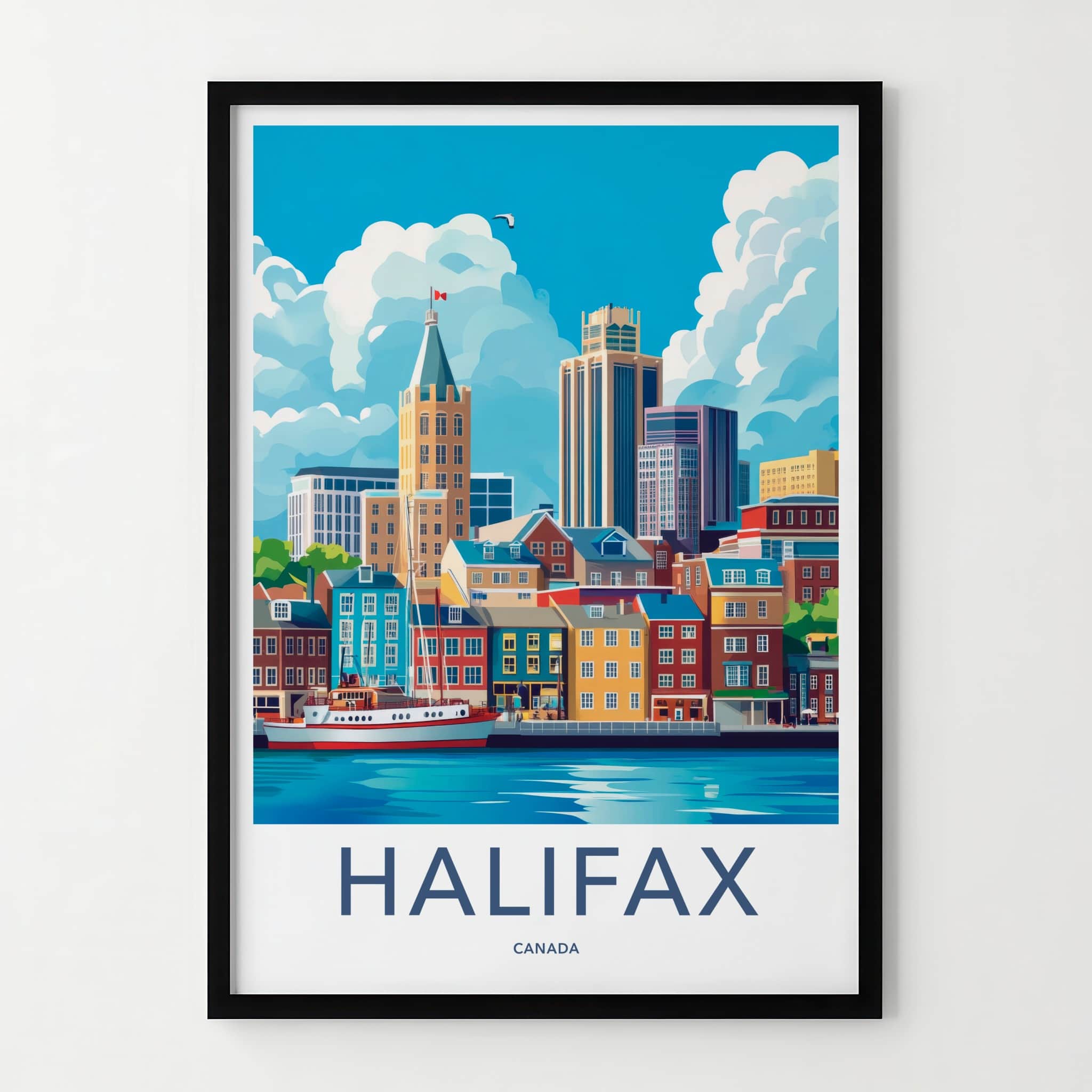 Halifax Poster - Canada Travel Art - Vibrant Port Cityscape Home Decor