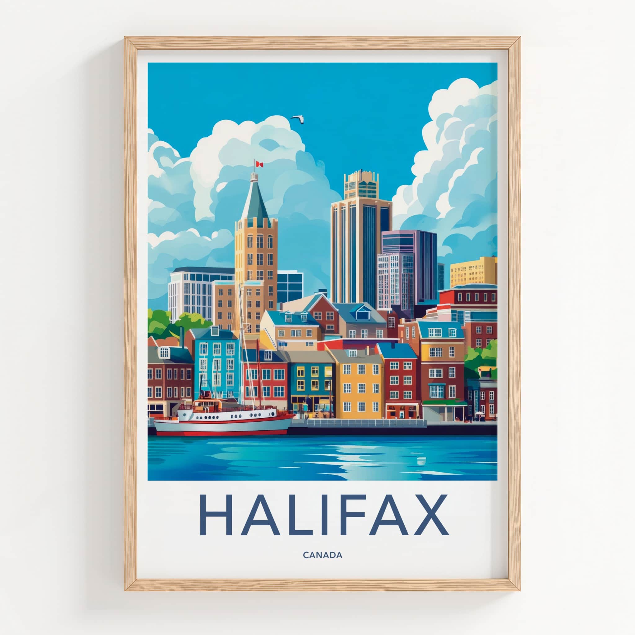Halifax Poster - Canada Travel Art - Vibrant Port Cityscape Home Decor