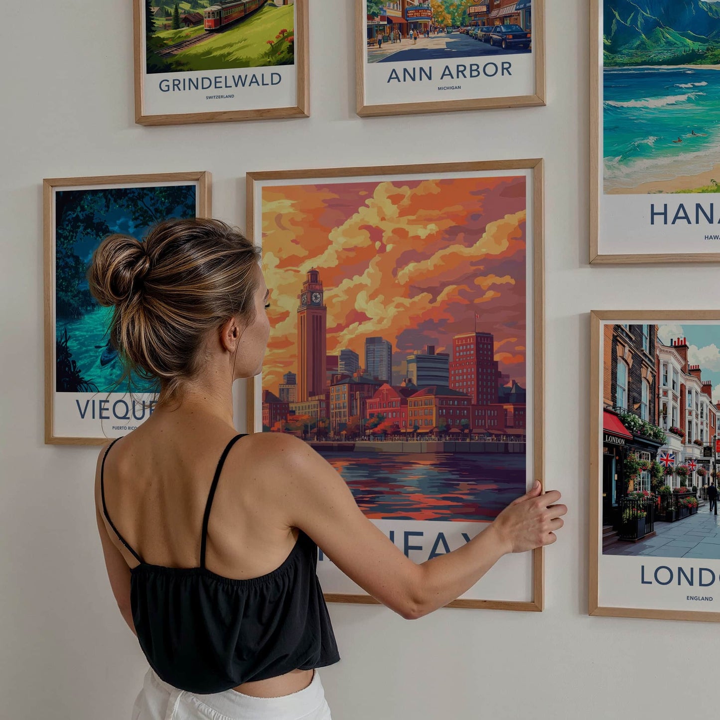 Halifax Poster - Canada Travel Art - Vibrant Sunset Cityscape Home Decor