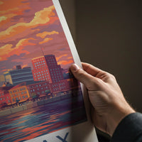 Halifax Poster - Canada Travel Art - Vibrant Sunset Cityscape Home Decor
