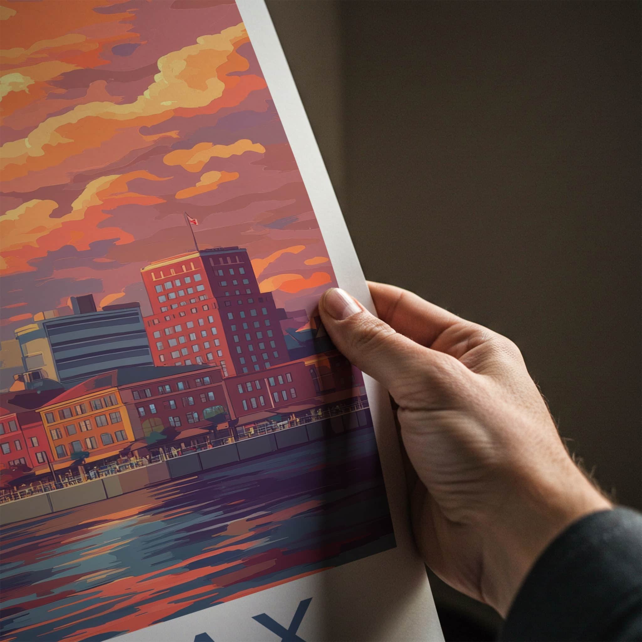 Halifax Poster - Canada Travel Art - Vibrant Sunset Cityscape Home Decor