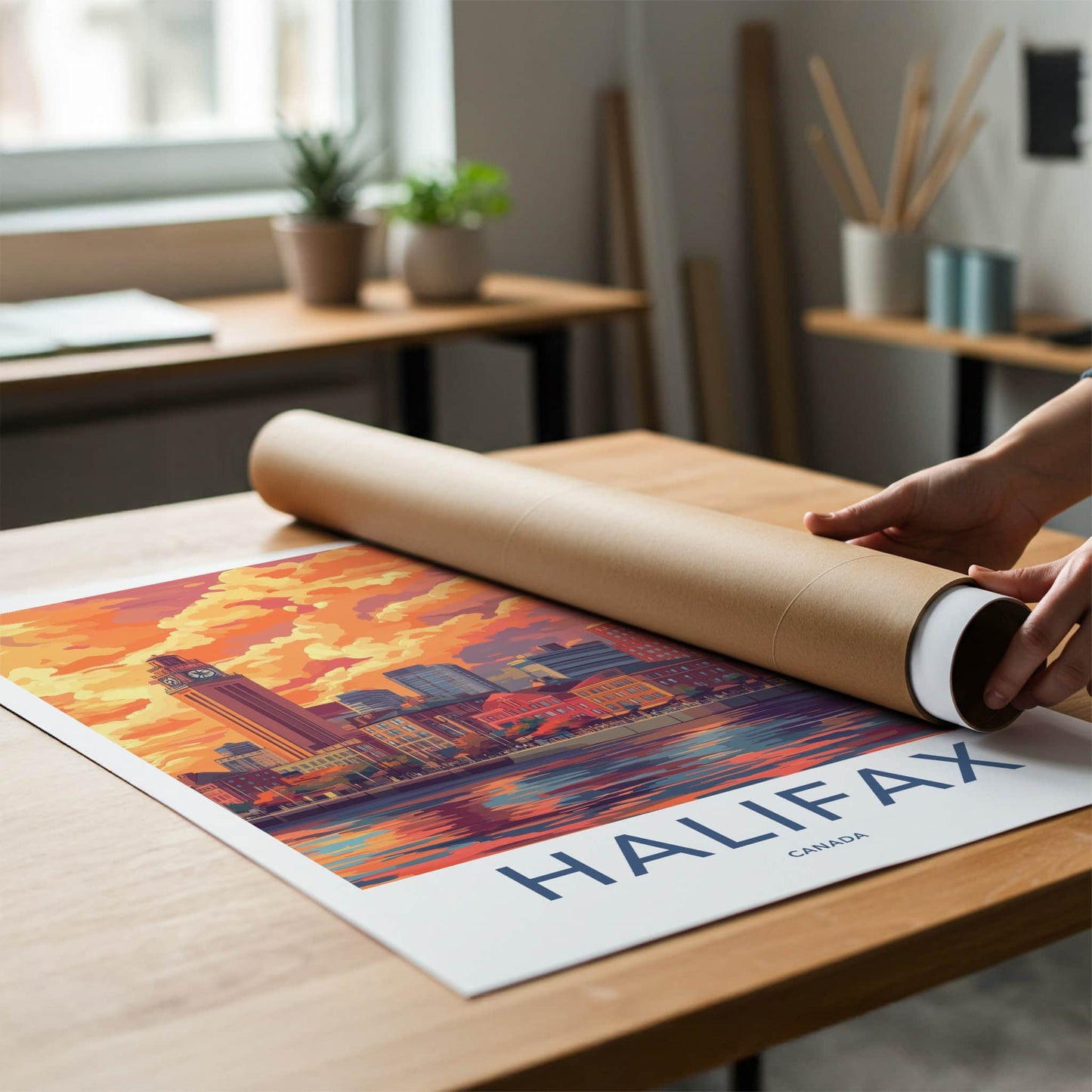 Halifax Poster - Canada Travel Art - Vibrant Sunset Cityscape Home Decor