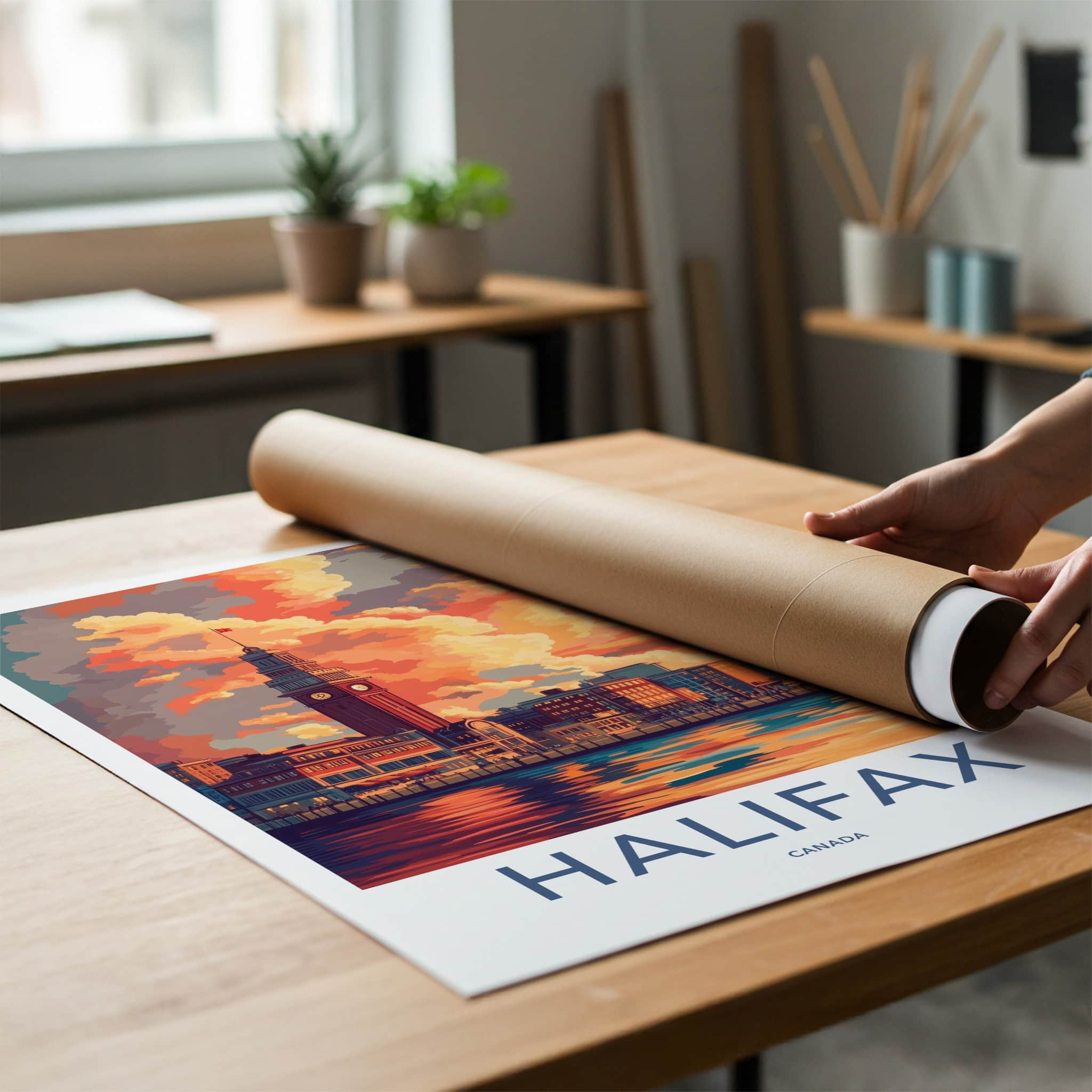 Halifax Poster - Canada Travel Art - Vibrant Sunset Harbor Home Decor