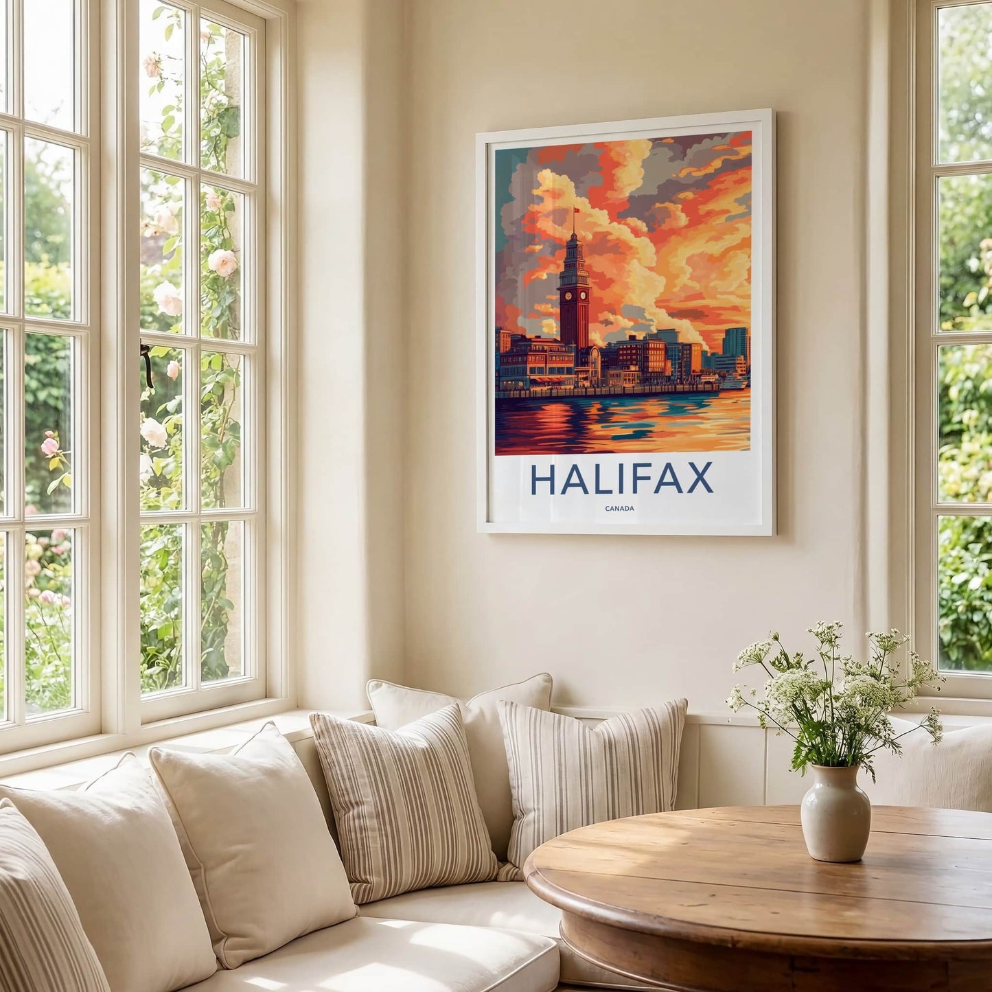 Halifax Poster - Canada Travel Art - Vibrant Sunset Harbor Home Decor