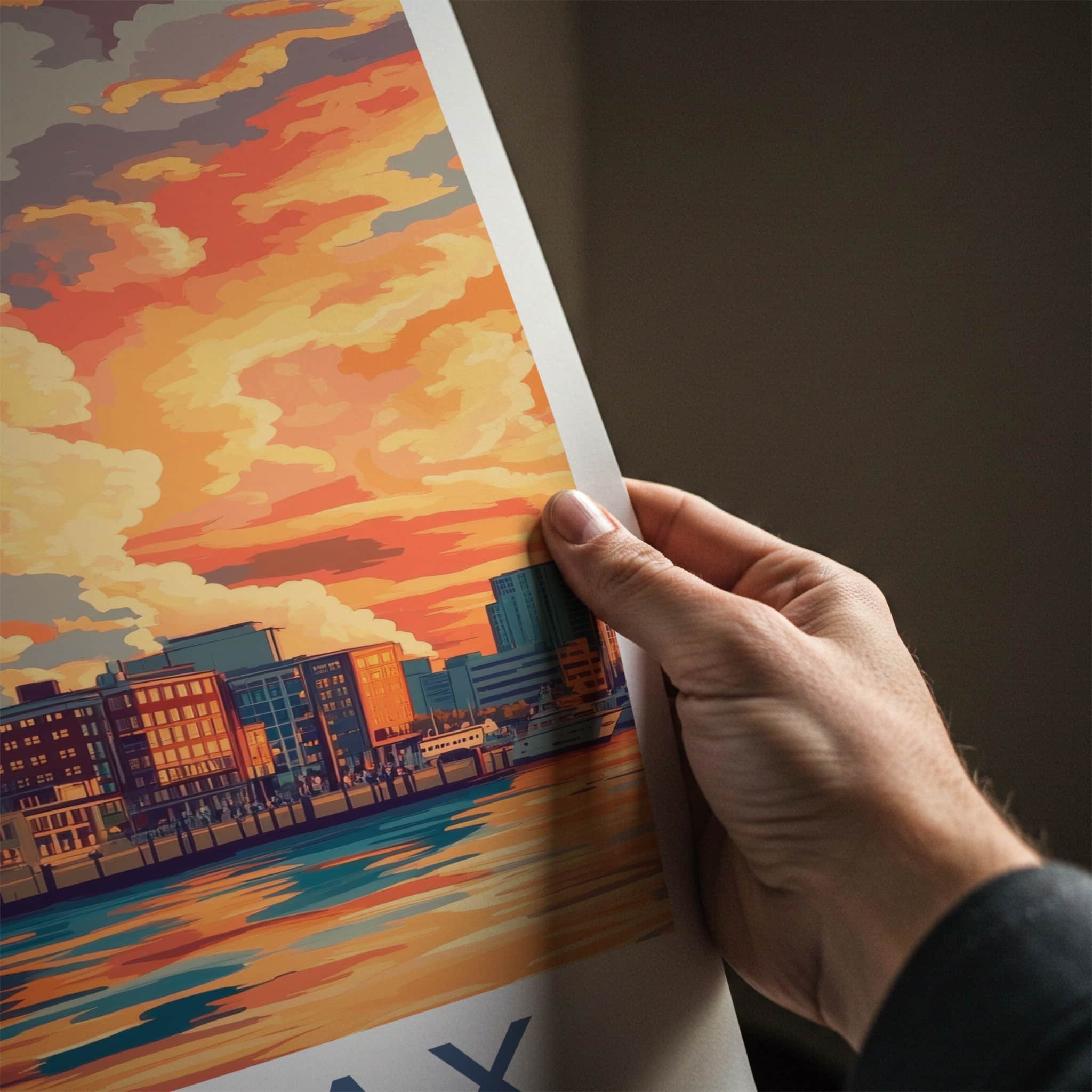 Halifax Poster - Canada Travel Art - Vibrant Sunset Harbor Home Decor