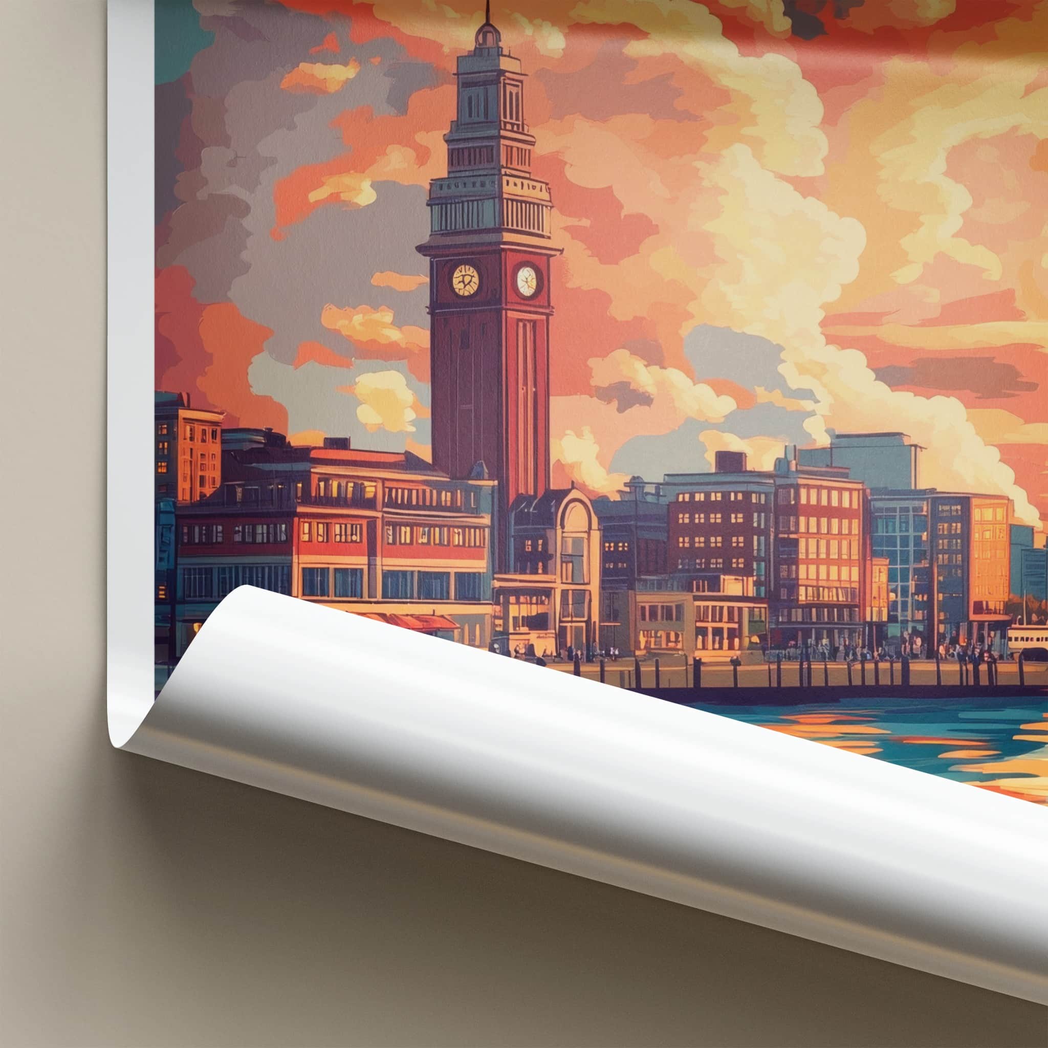 Halifax Poster - Canada Travel Art - Vibrant Sunset Harbor Home Decor