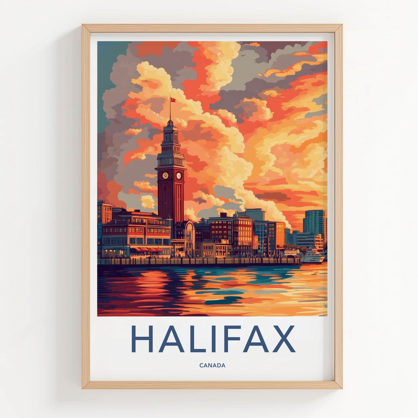 Halifax Poster - Canada Travel Art - Vibrant Sunset Harbor Home Decor