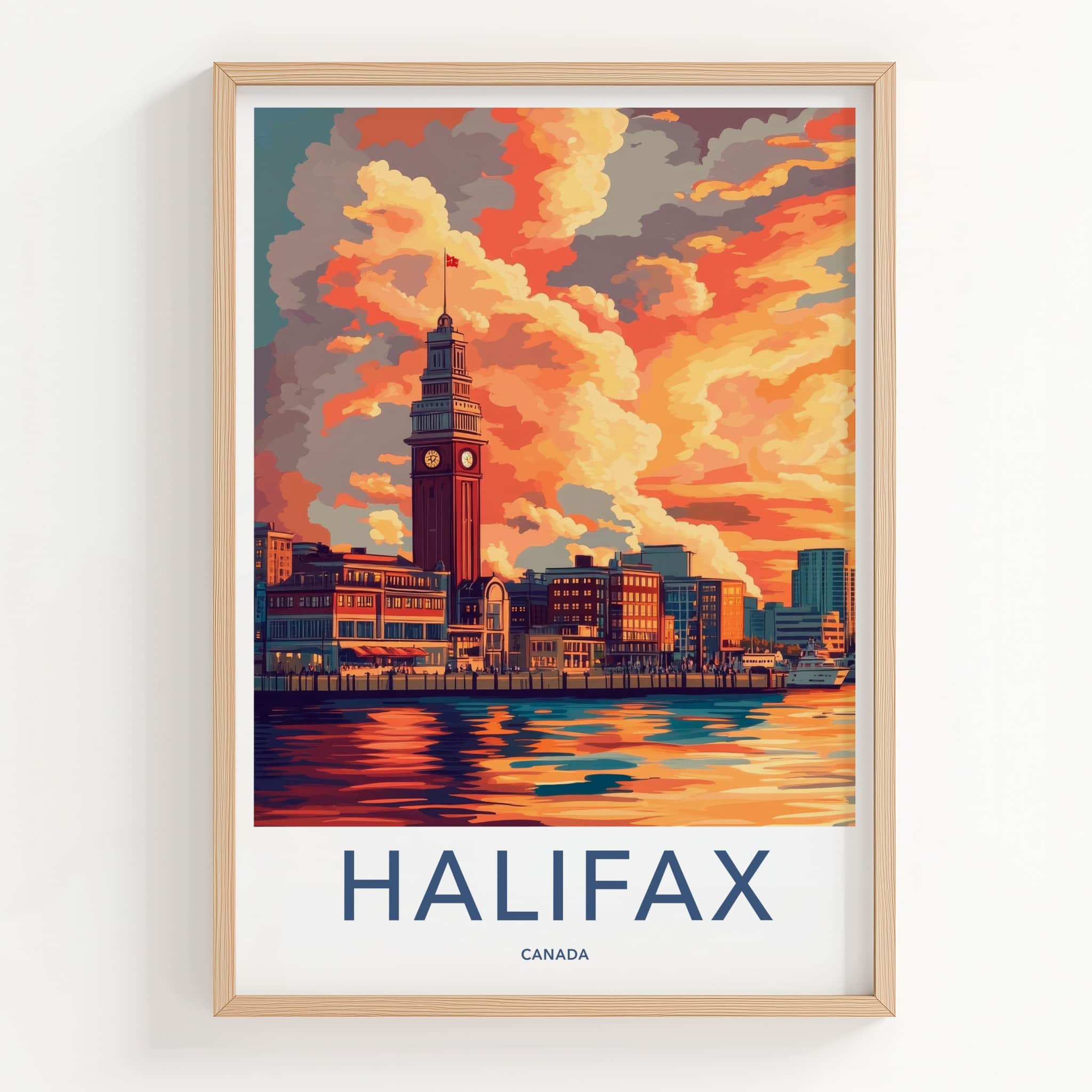 Halifax Poster - Canada Travel Art - Vibrant Sunset Harbor Home Decor