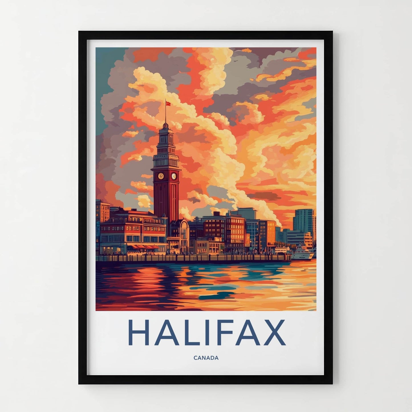 Halifax Poster - Canada Travel Art - Vibrant Sunset Harbor Home Decor