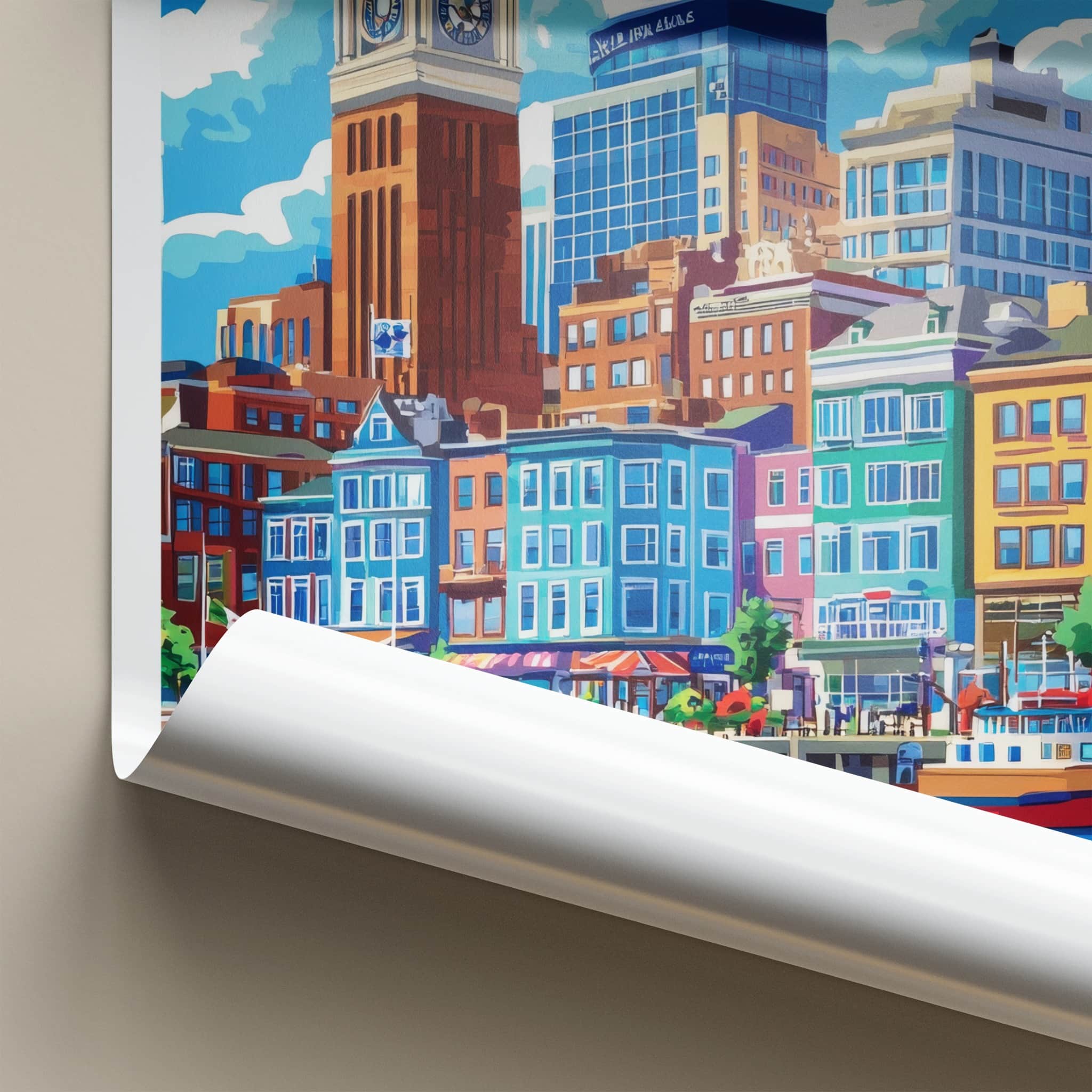 Halifax Poster - Canada Travel Art - Waterfront Cityscape View Wall Decor