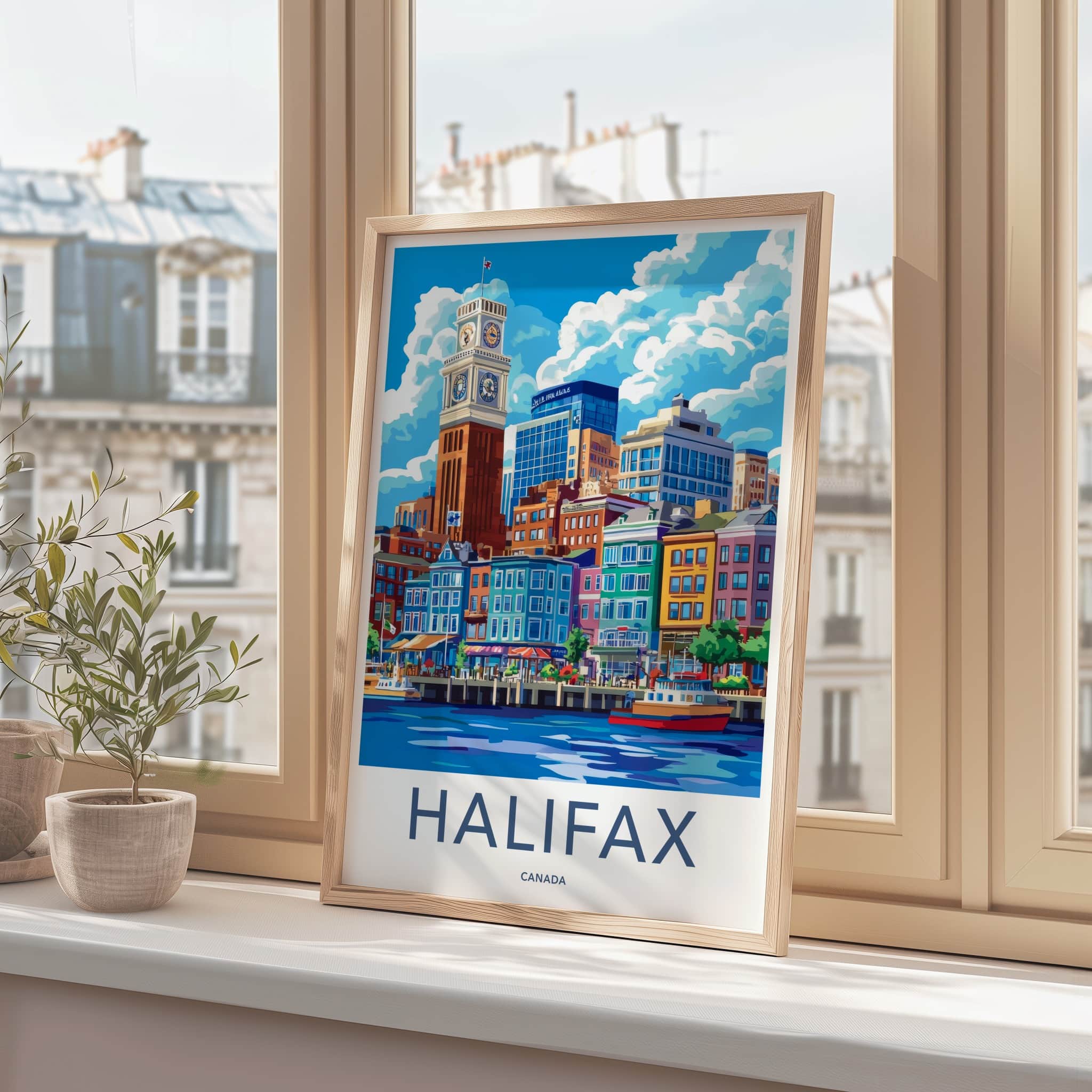 Halifax Poster - Canada Travel Art - Waterfront Cityscape View Wall Decor