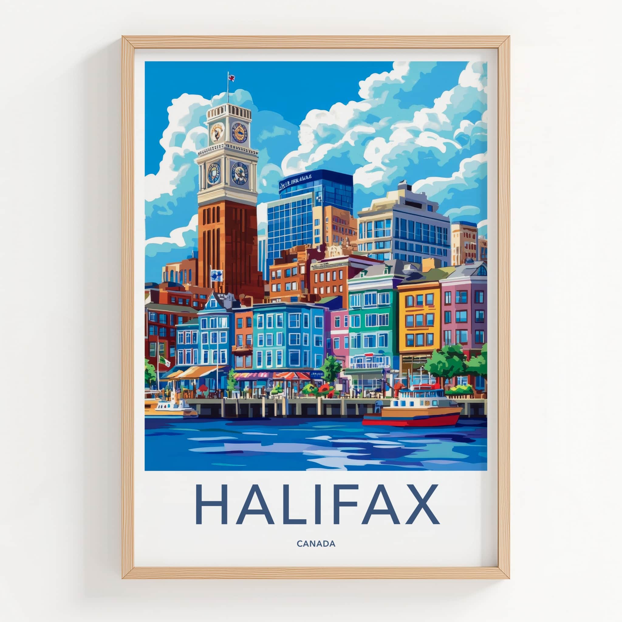 Halifax Poster - Canada Travel Art - Waterfront Cityscape View Wall Decor