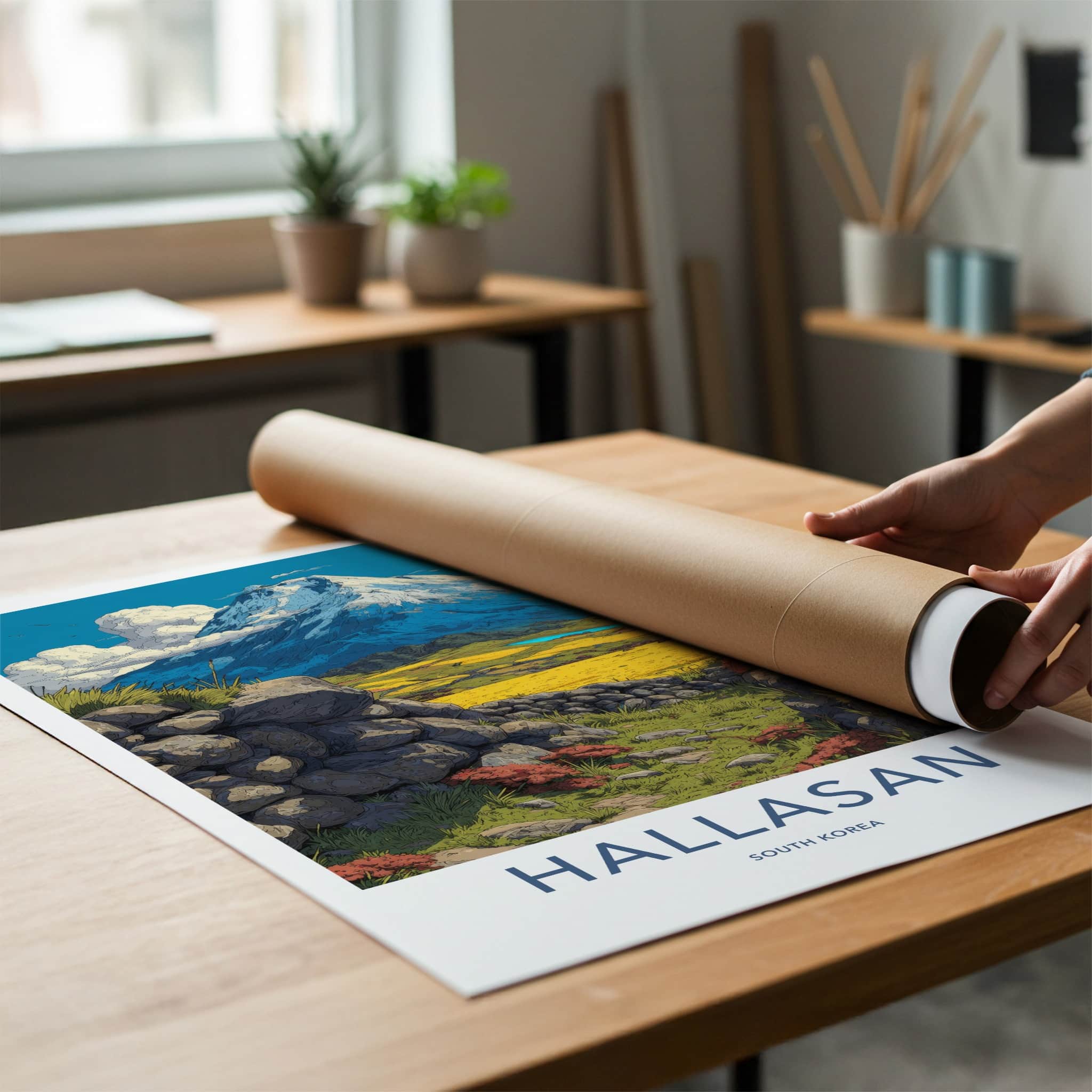 Hallasan Poster - South Korea Snowcapped Mountain Spring Home Decor