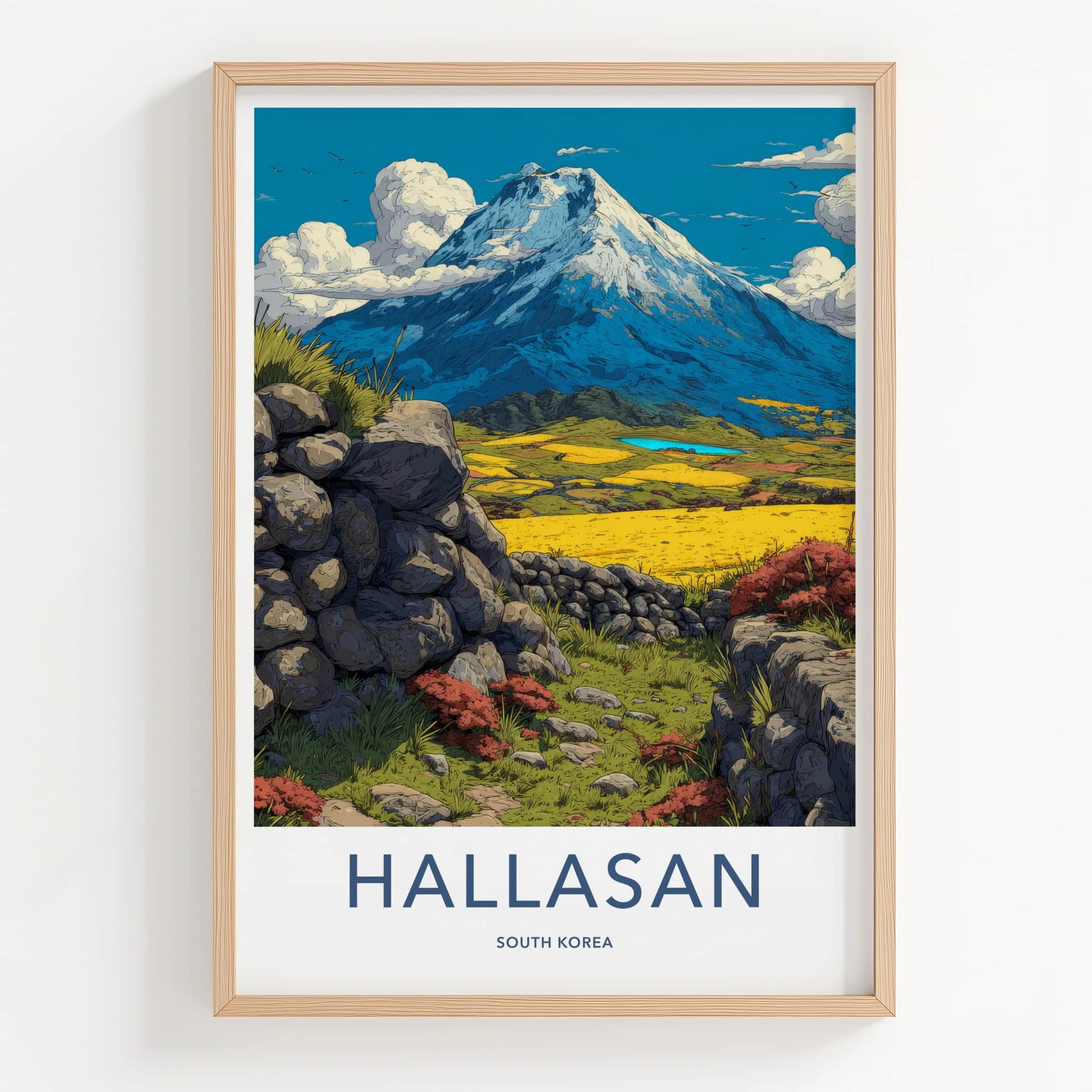Hallasan Poster - South Korea Snowcapped Mountain Spring Home Decor