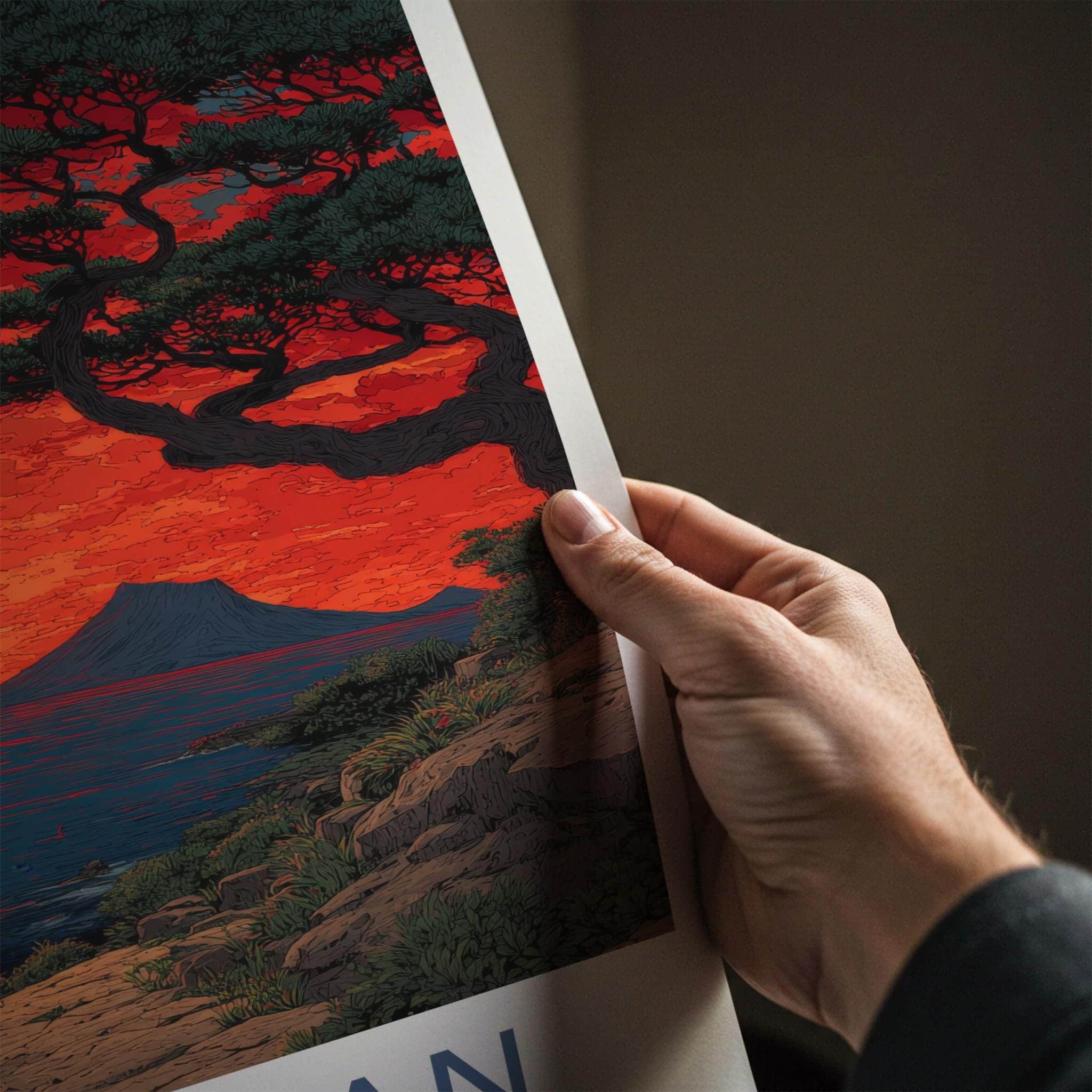 Hallasan Poster - South Korea Travel Art - Dramatic Ocean Sunset Home Decor