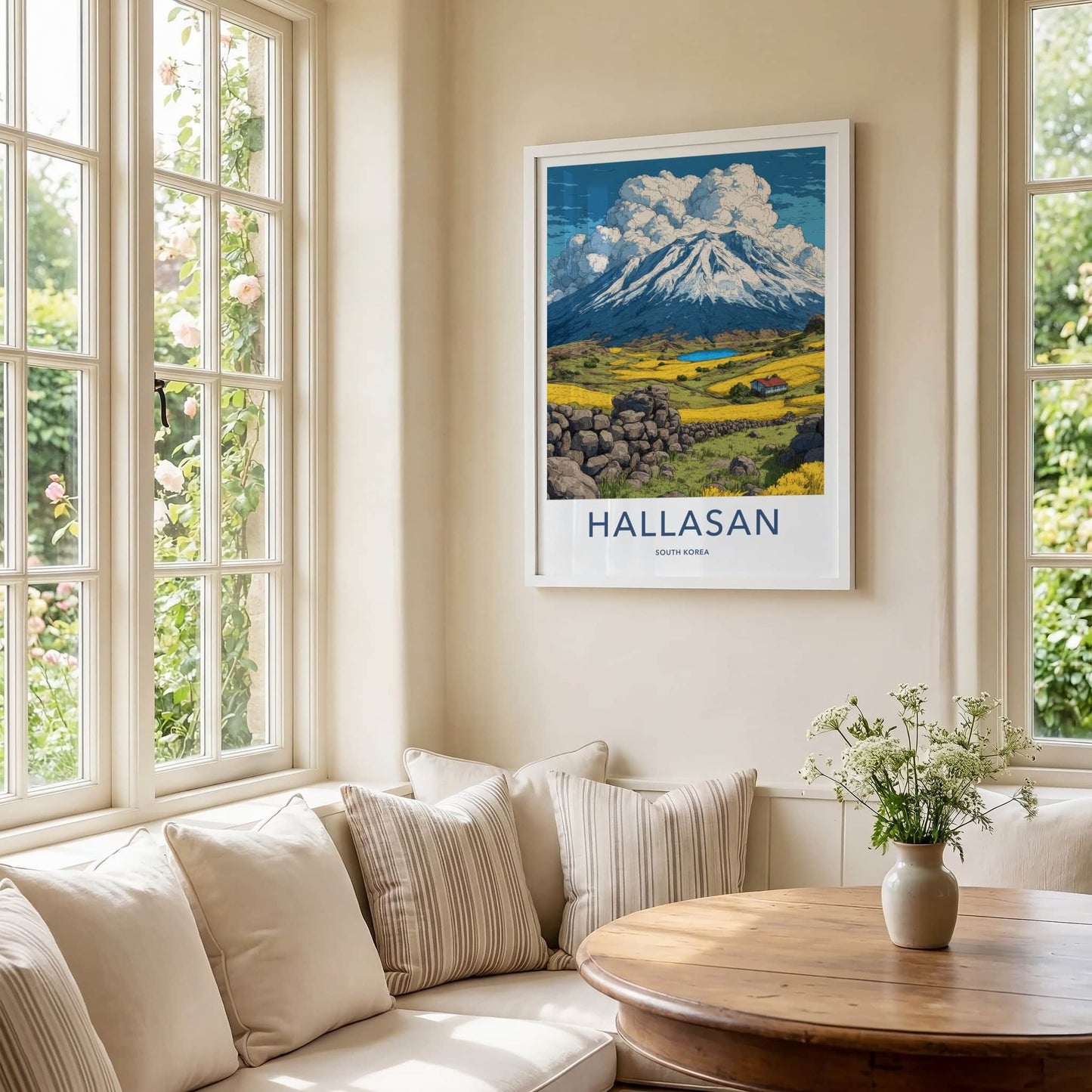 Hallasan Poster - South Korea Travel Art - Snowy Mountain Lake Home Decor