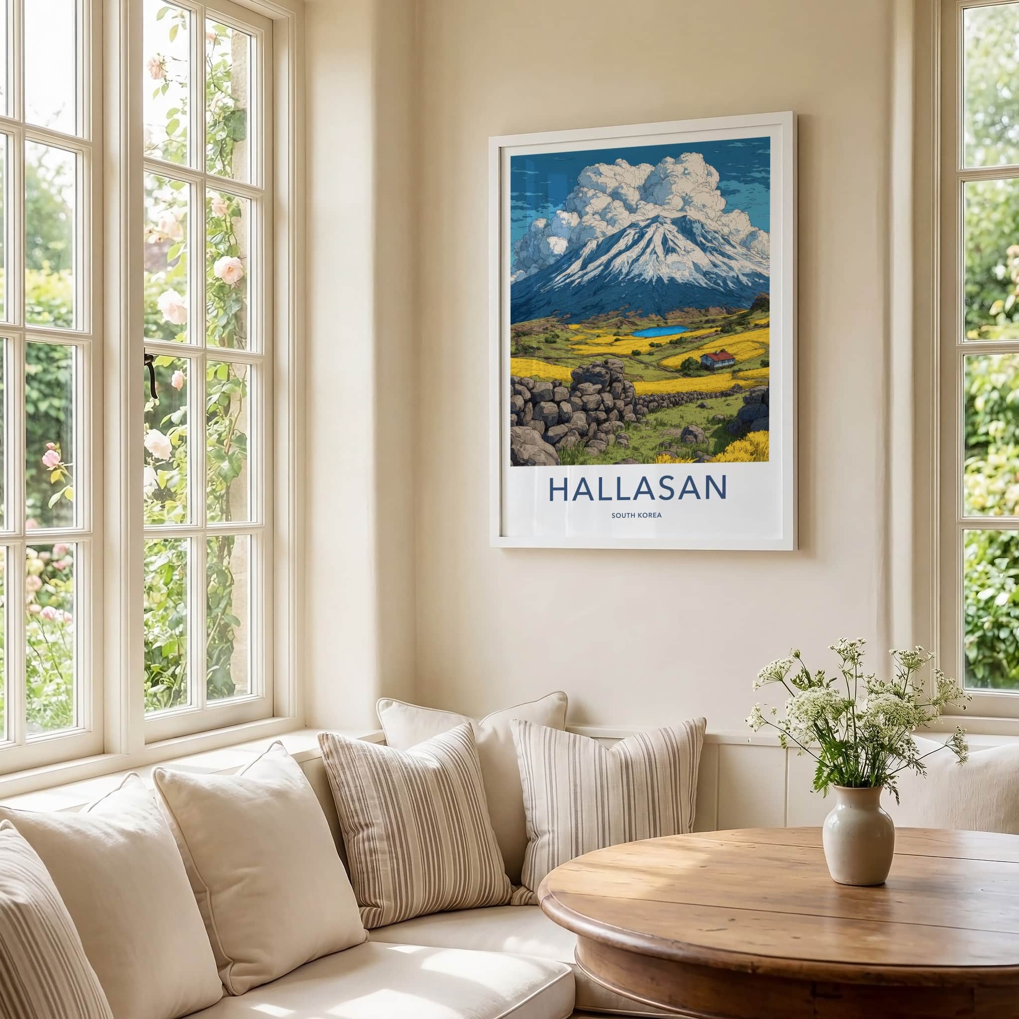 Hallasan Poster - South Korea Travel Art - Snowy Mountain Lake Home Decor