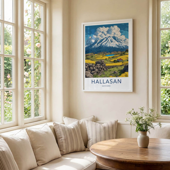 Hallasan Poster - South Korea Travel Art - Snowy Mountain Lake Home Decor