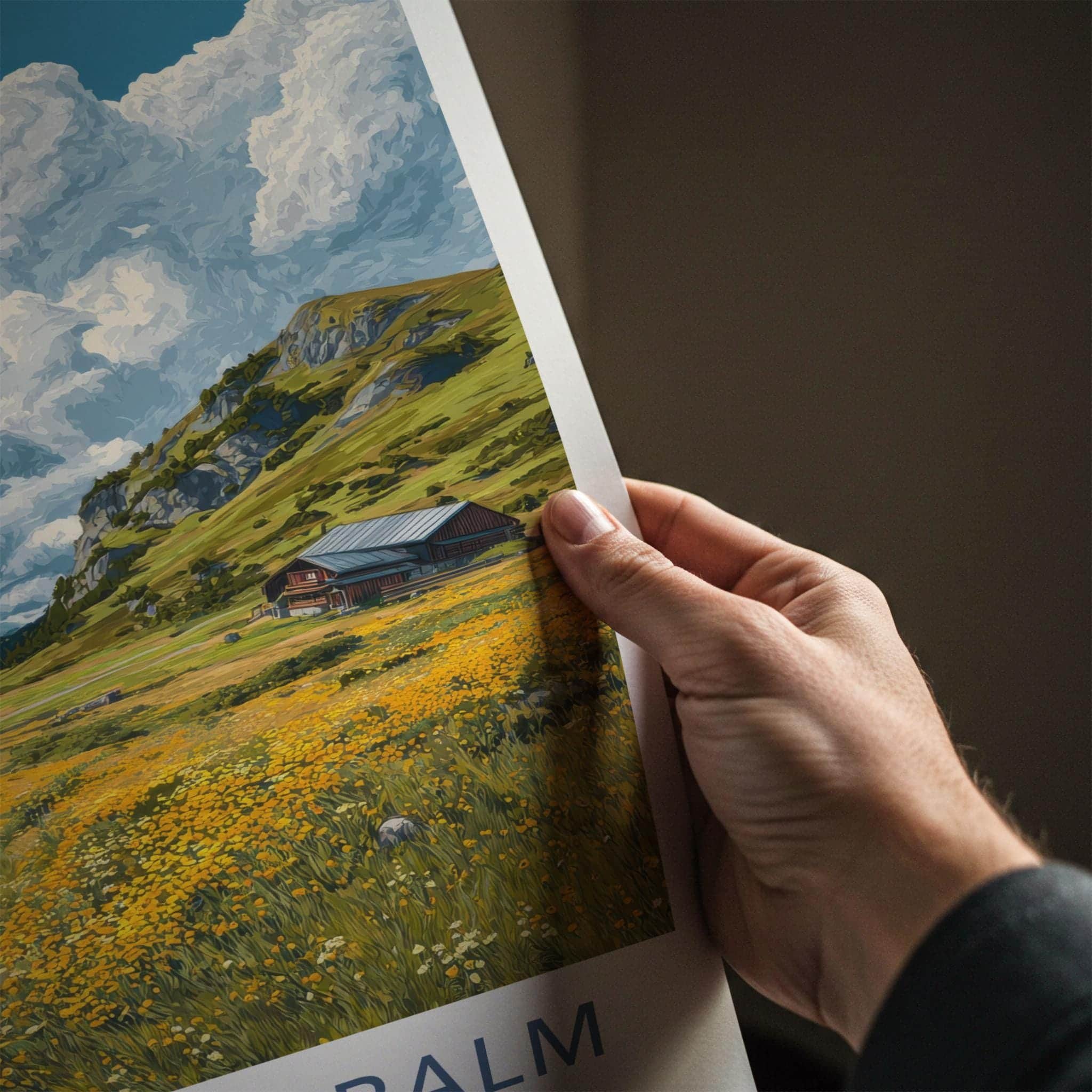 Hallerangeralm Poster - Austria Travel Art - Alpine Meadow Hut Home Decor