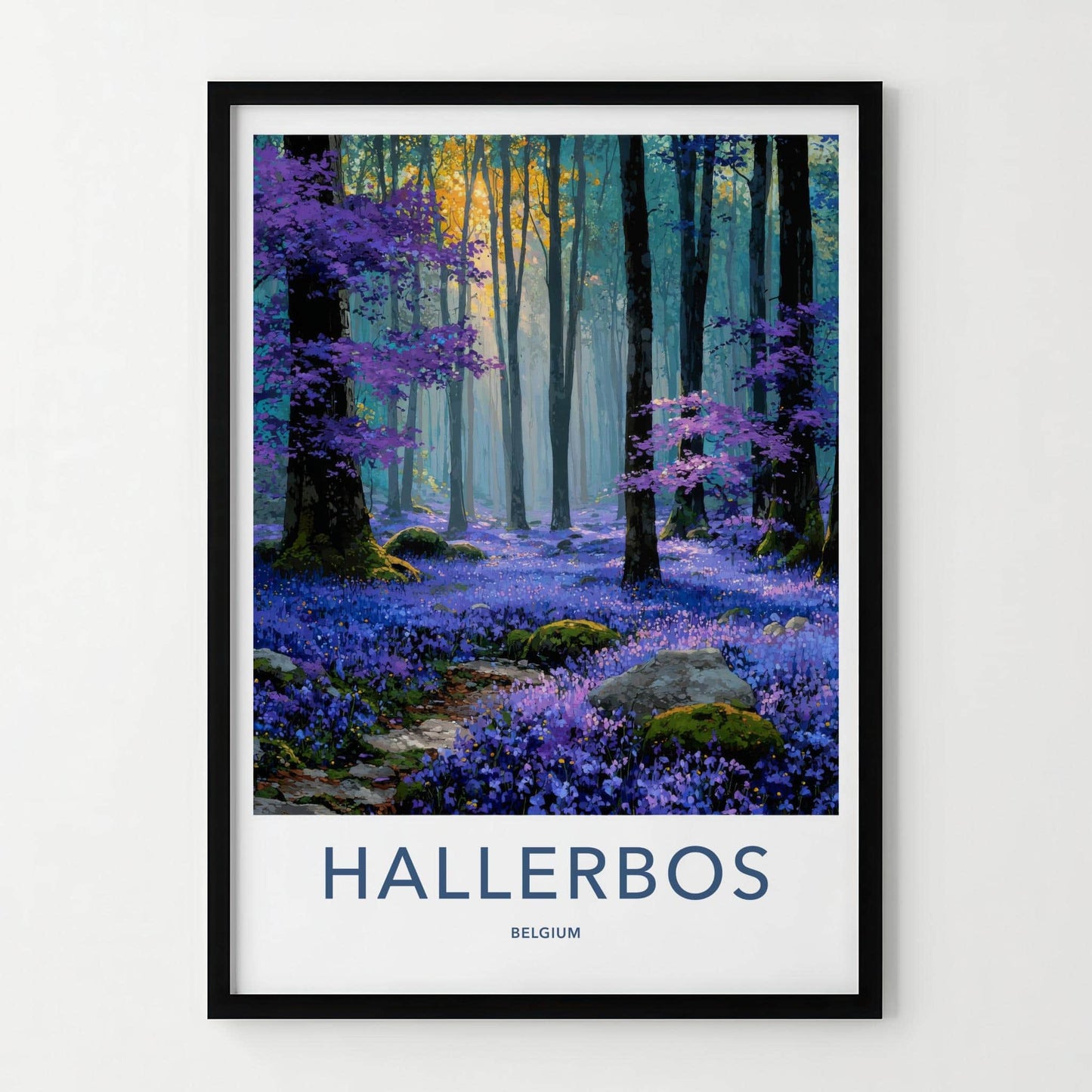Hallerbos Poster - Belgium Scenic Art - Sunlit Purple Forest Wall Decor
