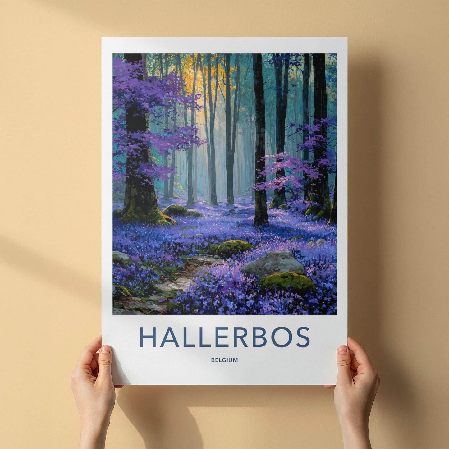 Hallerbos Poster - Belgium Travel Art - Magic Bluebell Forest Home Decor