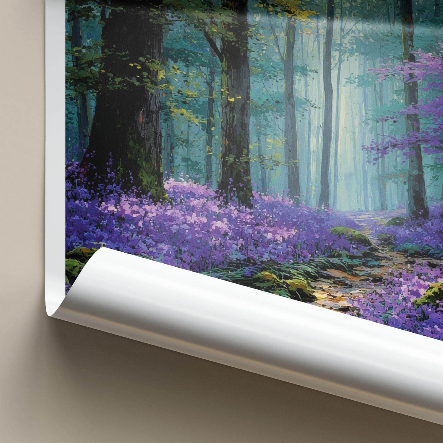 Hallerbos Poster - Belgium Travel Print - Bluebell Forest Path Wall Decor