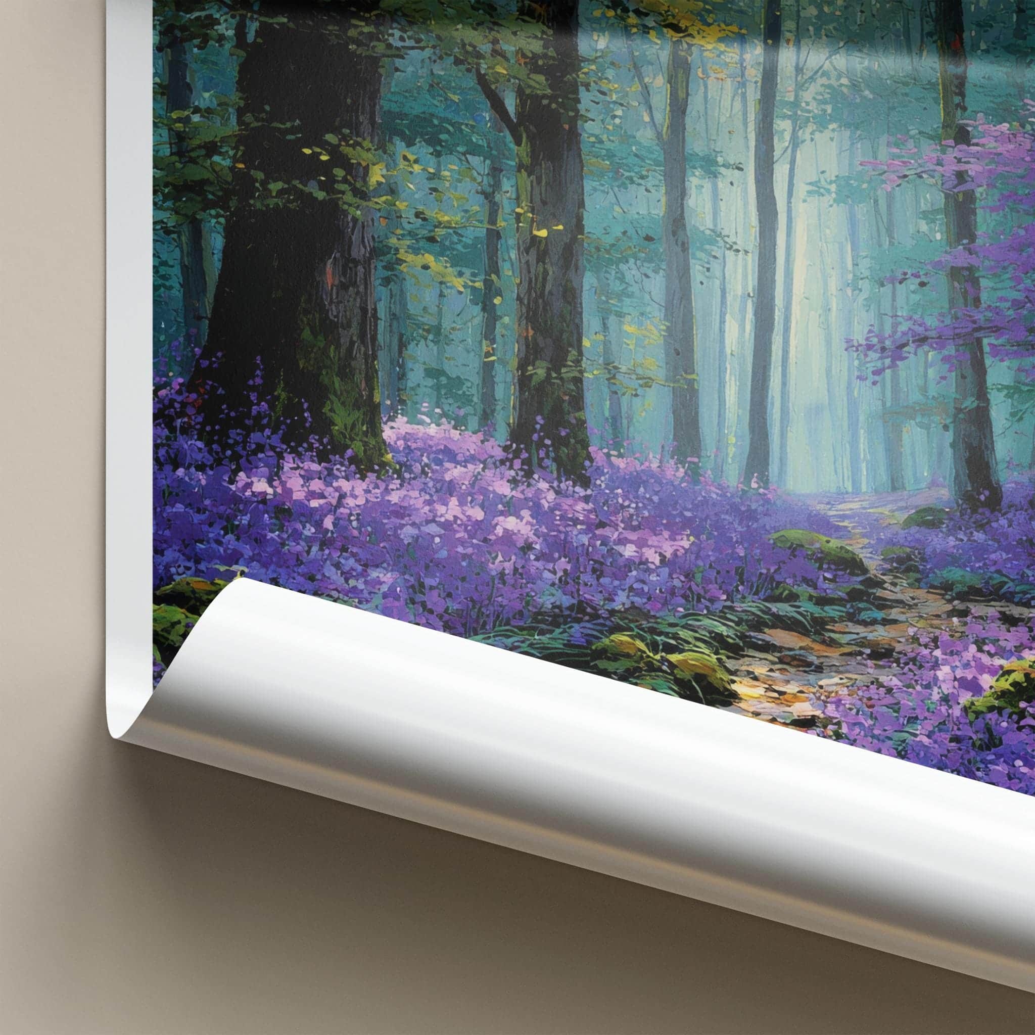 Hallerbos Poster - Belgium Travel Print - Bluebell Forest Path Wall Decor