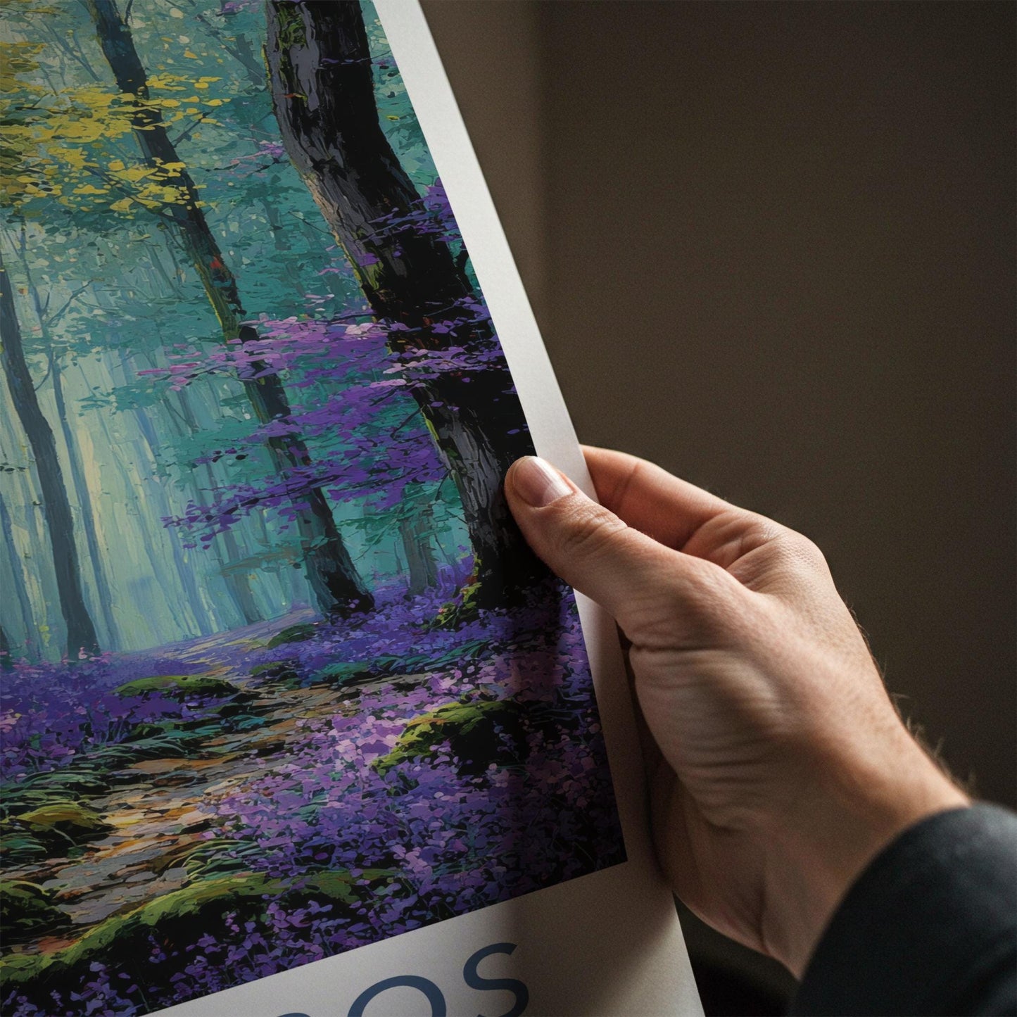 Hallerbos Poster - Belgium Travel Print - Bluebell Forest Path Wall Decor