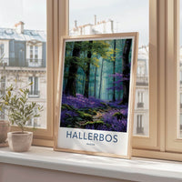 Hallerbos Poster - Belgium Travel Print - Bluebell Forest Path Wall Decor