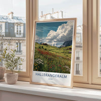 Hallerrangeralm Poster - Austria Travel Art - Alpine Meadow Huts Home Decor