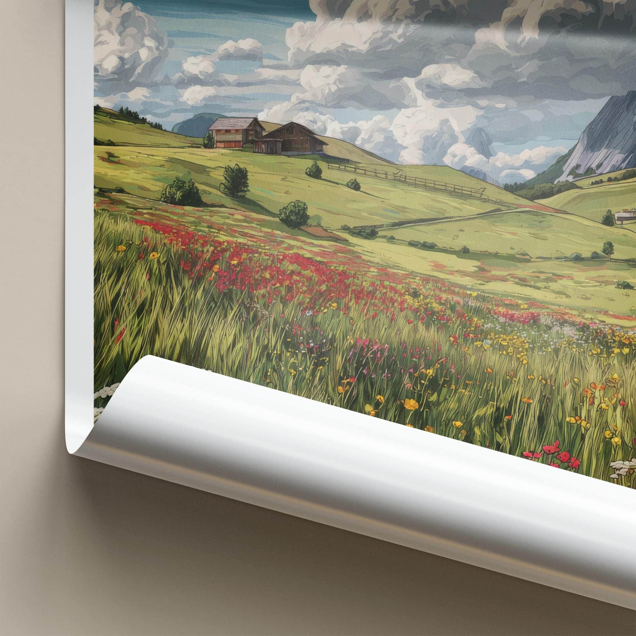 Hallerrangeralm Poster - Austria Travel Art - Alpine Meadow Huts Home Decor