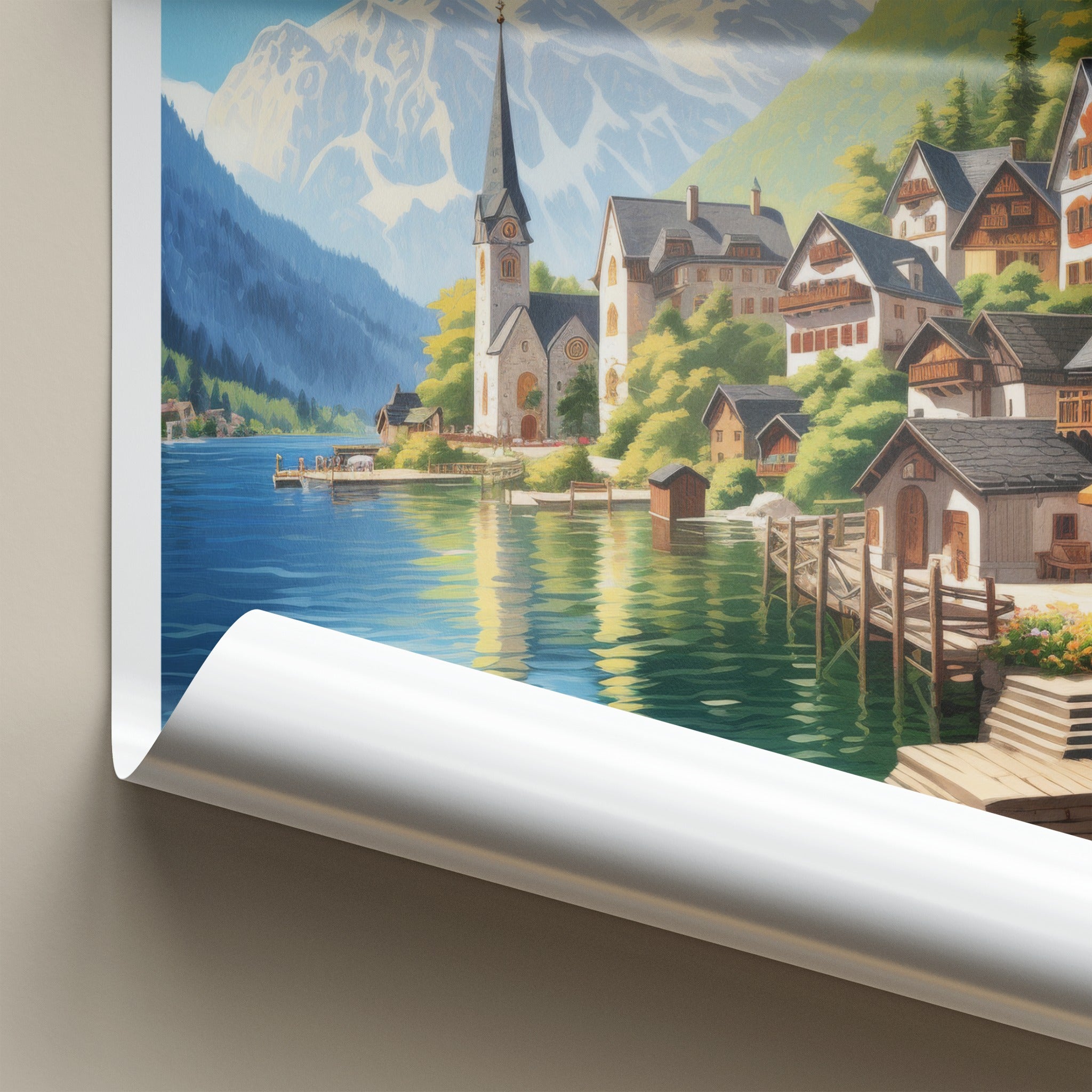Hallstatt Poster - Austria Travel Art - Alpine Lake Village Home Decor