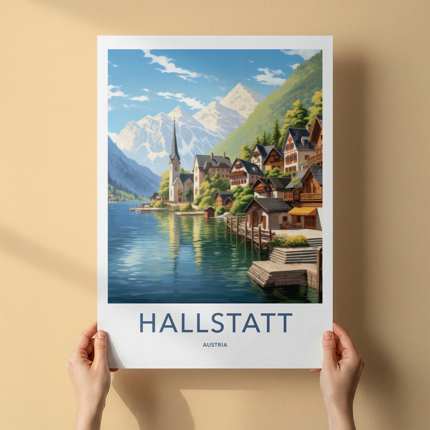 Hallstatt Poster - Austria Travel Art - Alpine Lake Village Home Decor