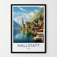 Hallstatt Poster - Austria Travel Art - Alpine Lake Village Home Decor