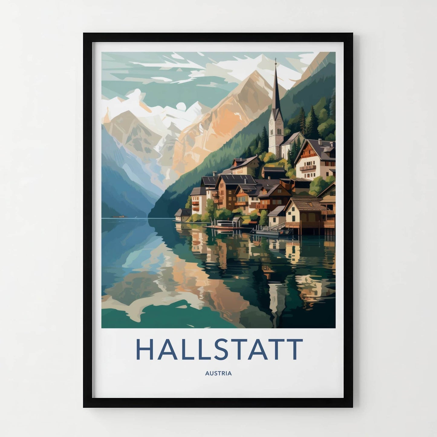 Hallstatt Poster - Austria Travel Art - Alpine Lake Village Home Decor